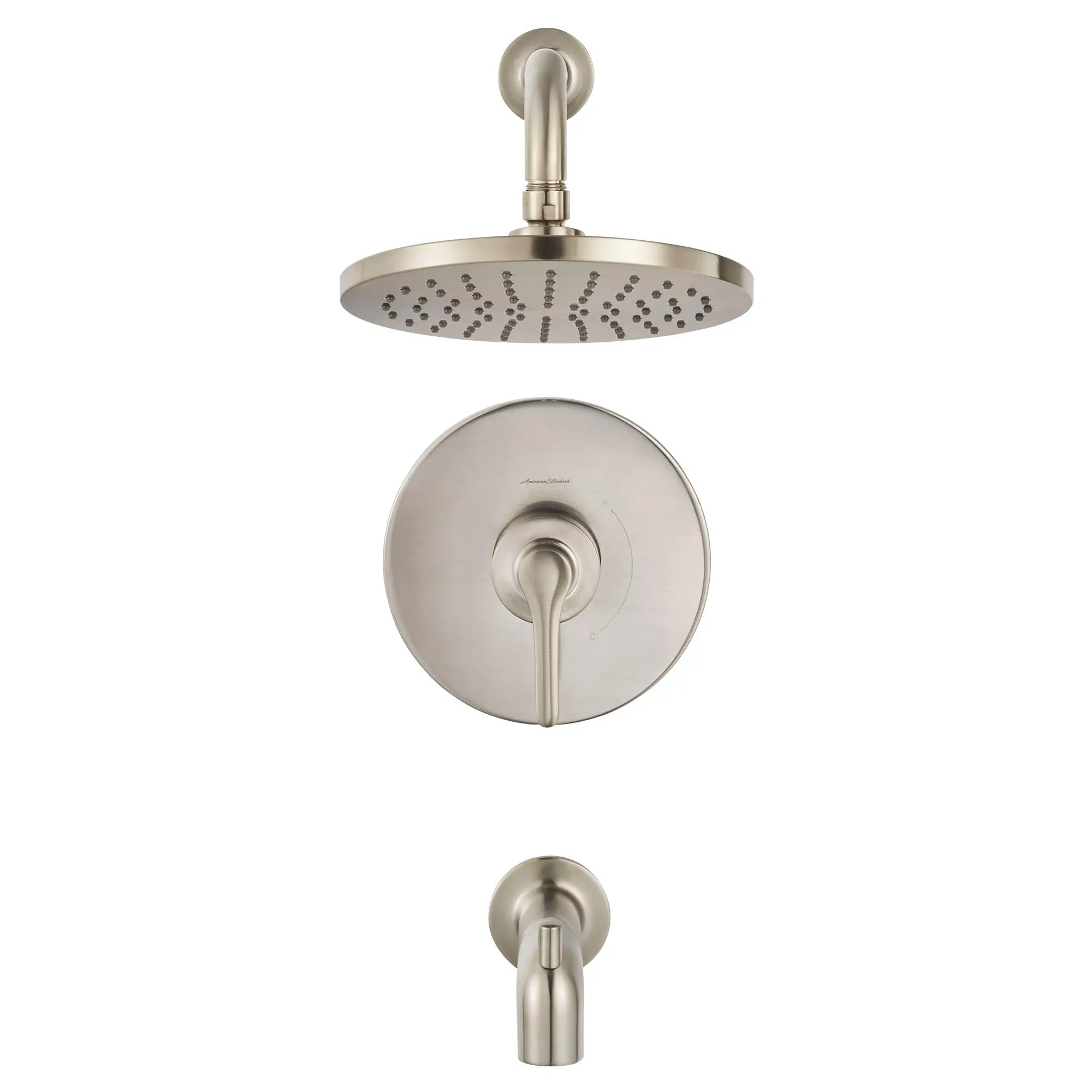 Studio® S 2.5 gpm/9.5 L/min Tub and Shower Trim Kit With Rain Showerhead, Double Ceramic Pressure Balance Cartridge With Lever Handle // BRUSHED NICKEL // 131861_TU105502295_0_CDNwebp.webp