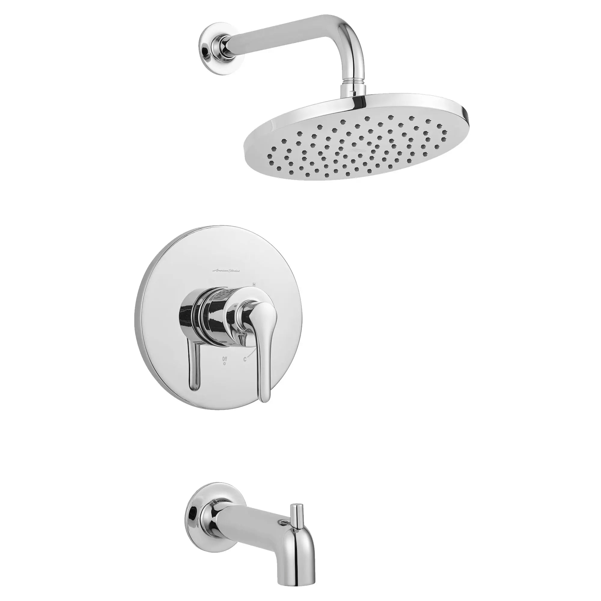 Studio® S 1.8 gpm/6.8 L/min Tub and Shower Trim Kit With Rain Showerhead, Double Ceramic Pressure Balance Cartridge With Lever Handle // TUB & SHOWER / POLISHED CHROME // 131881_TU105508002_1_0_CDNwebp.webp