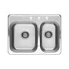[20CR.8272083S.075] Colony 27 x 20-1/2 Inch Stainless Steel 3-Hole Top Mount Double Bowl Kitchen Sink - Stainless Steel