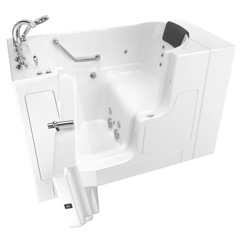 Gelcoat Premium Series 30 x 52-Inch Walk-in Tub With Whirlpool System - Left-Hand Drain With Faucet