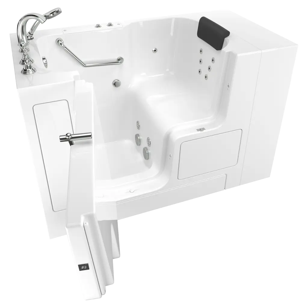 Gelcoat Premium Series 32 x 52-Inch Walk-in Tub With Whirlpool System - Left-Hand Drain With Faucet // WHITE // 135230_Image_C3252OD.109.WLW-PC_GELCOAT_WIT_Walk-in_0_CDNwebp.webp
