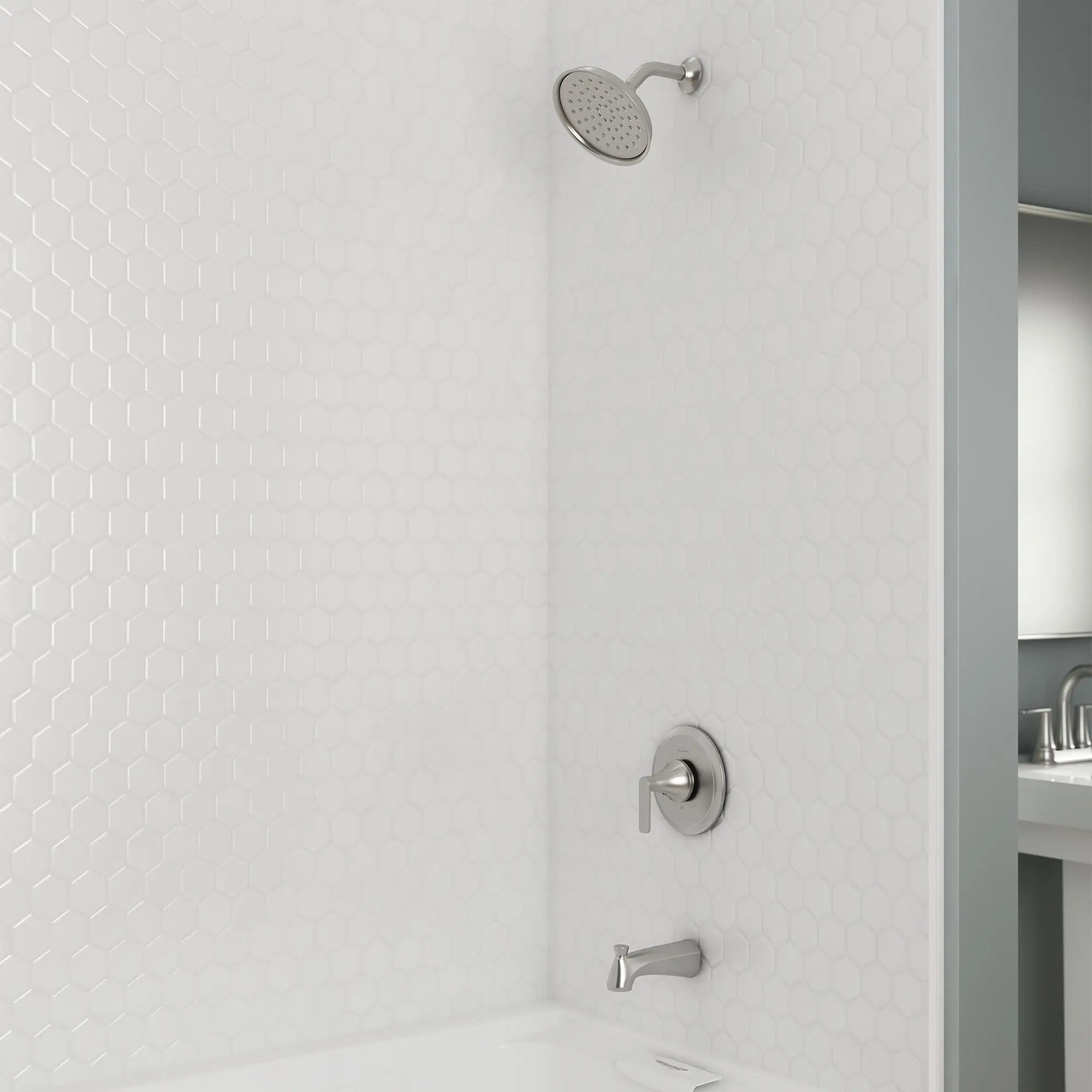 Corsham 1.8 gpm/6.8 L/min Tub and Shower Trim Kit With Water-Saving Showerhead, Double Ceramic Pressure Balance Cartridge With Lever Handle // BRUSHED NICKEL // 154608_B-7428508.295_Close_up_0_CDNwebp.webp