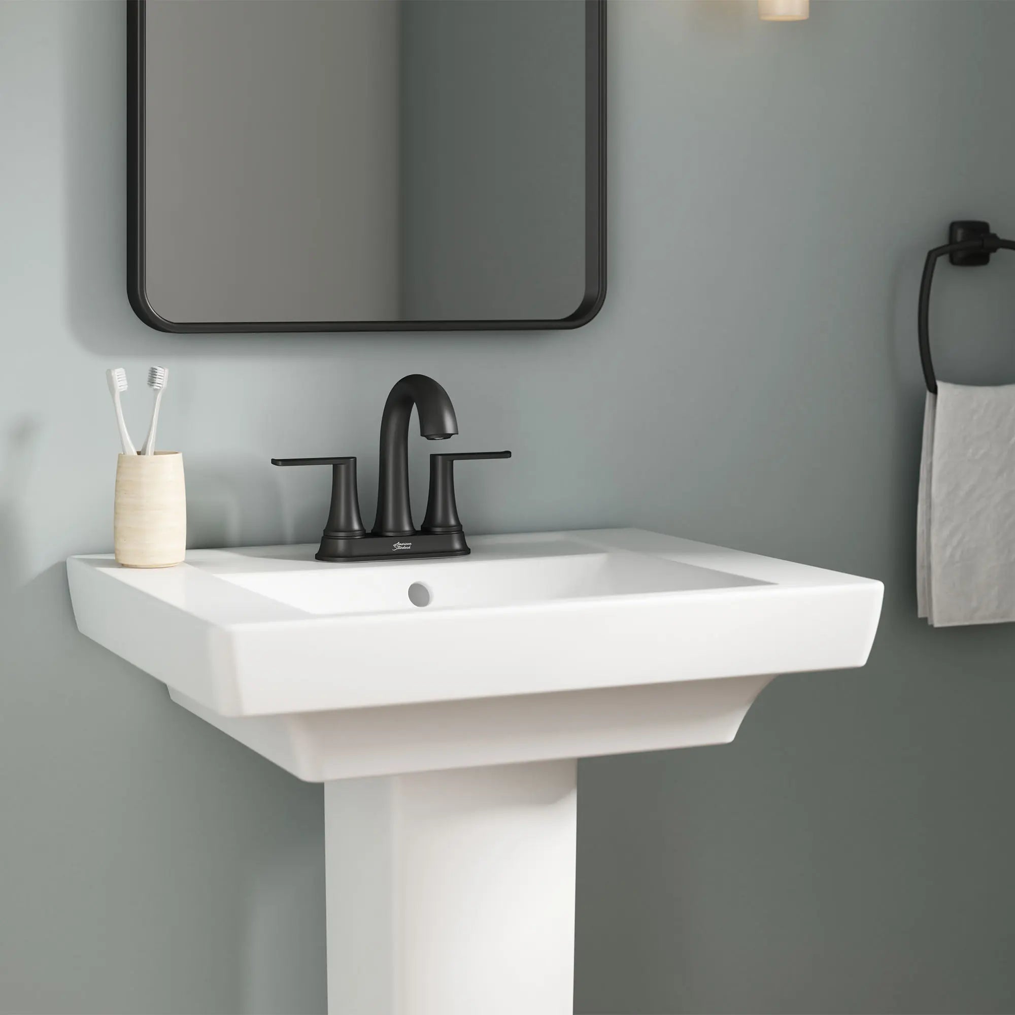 Corsham 4-Inch Centerset Two-Handle Bathroom Faucet 1.2 gpm/4.5 L/min with Lever Handle // MATTE BLACK // 154615_B-7428201.243_Close_up_0_CDNwebp.webp