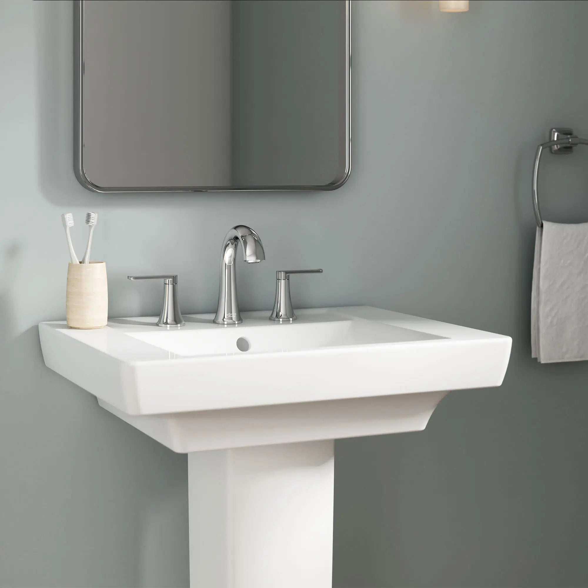 Corsham 8-Inch Widespread 2-Handle Bathroom Faucet 1.2 gpm/4.5 L/min with Lever Handle // POLISHED CHROME // 154619_B-7428801.002_Close_up_0_CDNwebp.webp