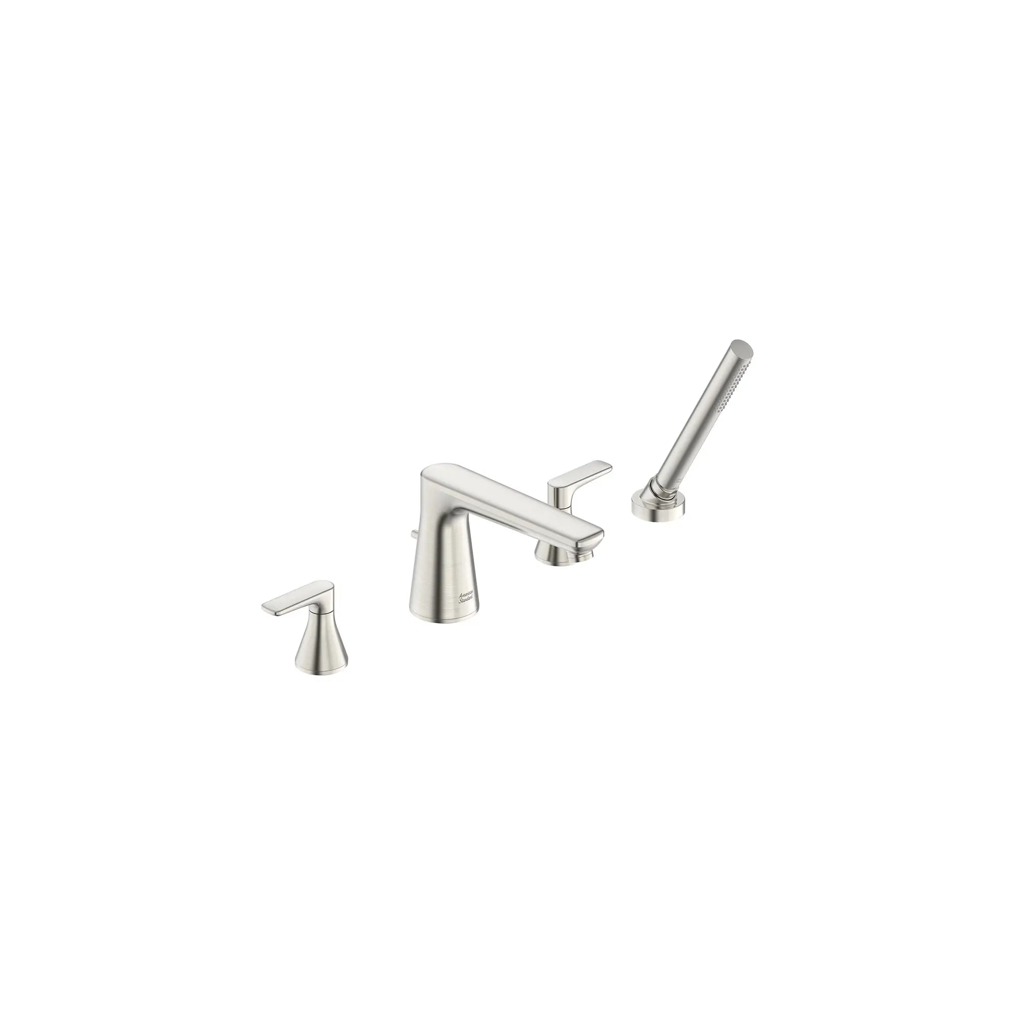 Aspirations 4-Hole 2-Handle Deck Mount Roman Tub Faucet  With Lever Handles and Personal Shower // BRUSHED NICKEL // 155553_Aspirations_SiloRight_t061901.295_0001_Jan2023_0_CDNwebp.webp