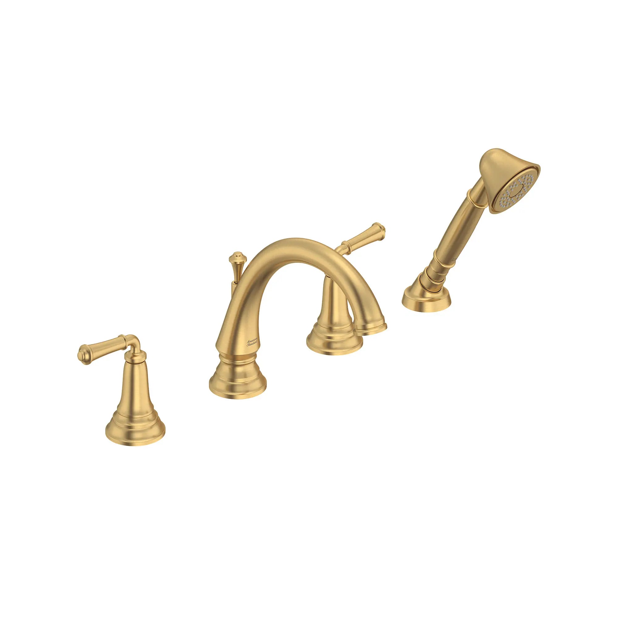 Delancey® Bathtub Faucet With  Lever Handles and Personal Shower for Flash® Rough-In Valve // BRUSHED COOL SUNRISE // 167282_Delancey_SiloRight_T052901.GN0_0001_Mar2023_0_CDNwebp_aff21811-74fd-40c7-b1bc-6a9d7be15362.webp