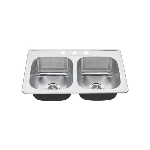 Colony® 33 x 22-Inch Stainless Steel 3-Hole Top Mount Double-Bowl ADA Kitchen Sink