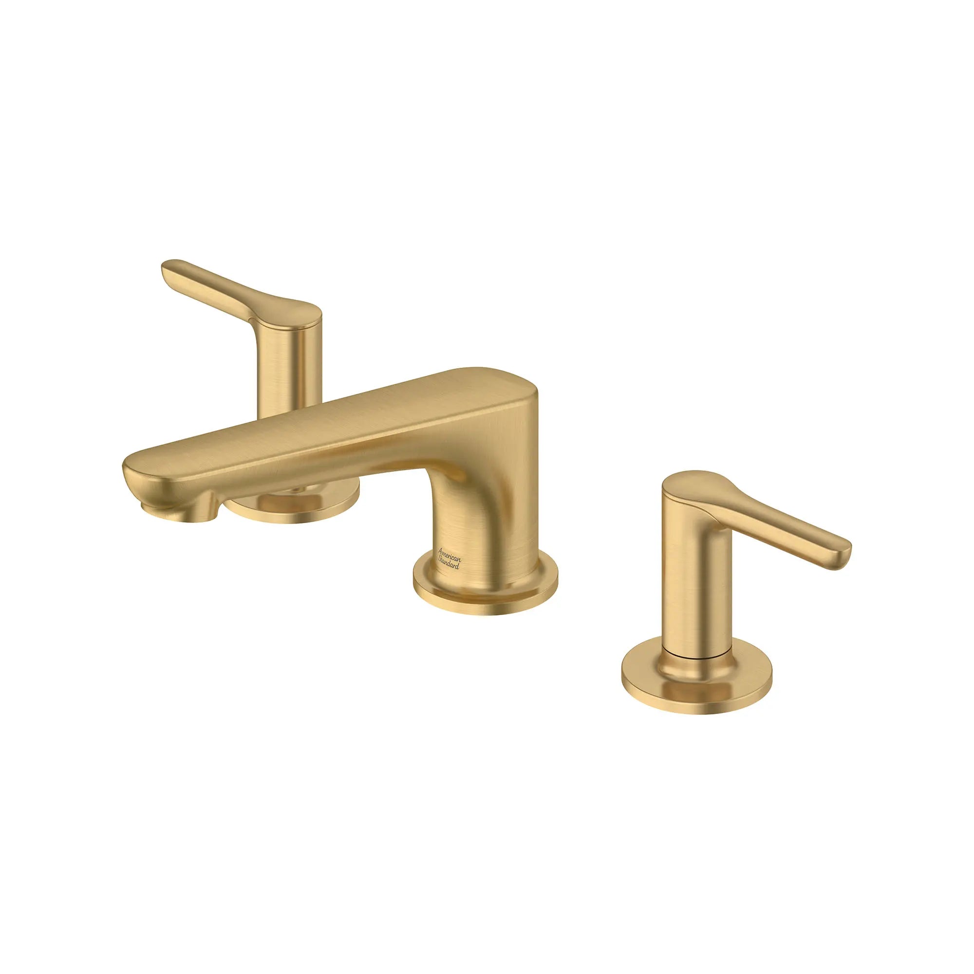 Studio® S Widespread Low Spout Lever Handles 1.2 gpm/4.5 L/min With Lever Handles // BRUSHED COOL SUNRISE // 168583_StudioS_SiloLeft_7105857.GN0_0002_Jan2023_0_CDNwebp_44950a69-b68a-4956-9e52-93ef12c44de8.webp