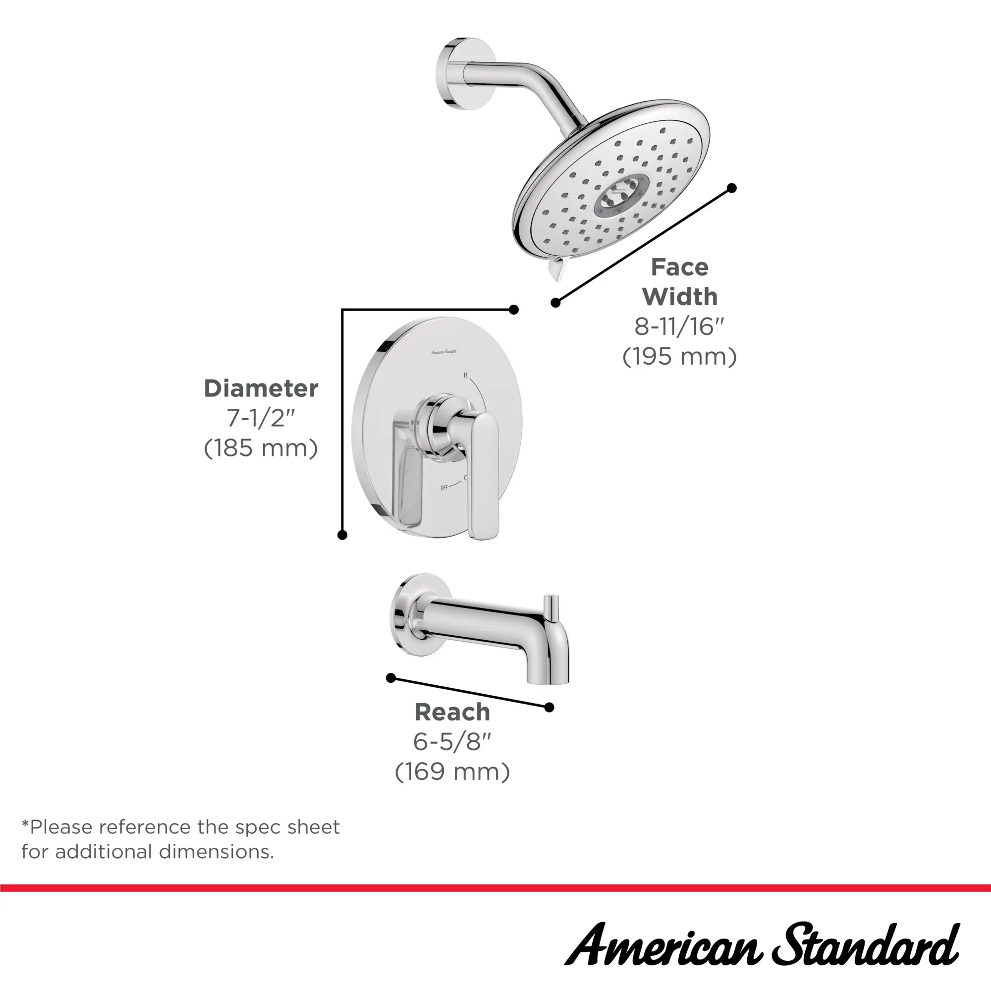 Aspirations 1.8 gpm/6.8 L/min Tub and Shower Trim Kit With Water-Saving Showerhead and Double Ceramic Pressure Balance Cartridge With Lever Handle // TUB & SHOWER / POLISHED CHROME // 169513_Aspirations_Infographic_TU061508_0003_AUG2023_0_CDNwebp.webp