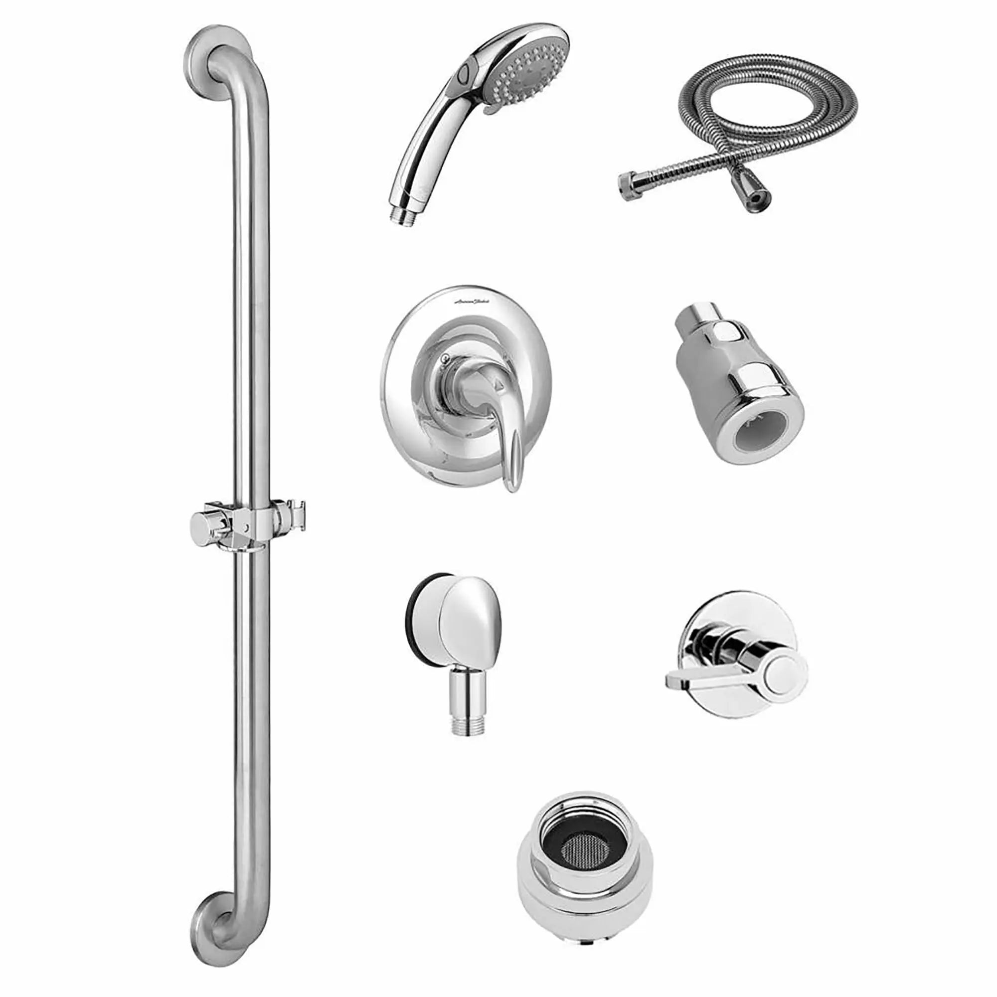Commercial Shower System Trim Kit 1.5 gpm/5.7 Lpm with 36-Inch Slide-Grab Bar, Hand Shower and Showerhead // POLISHED CHROME // 174985_TU662SG213.002_0_CDNwebp.webp