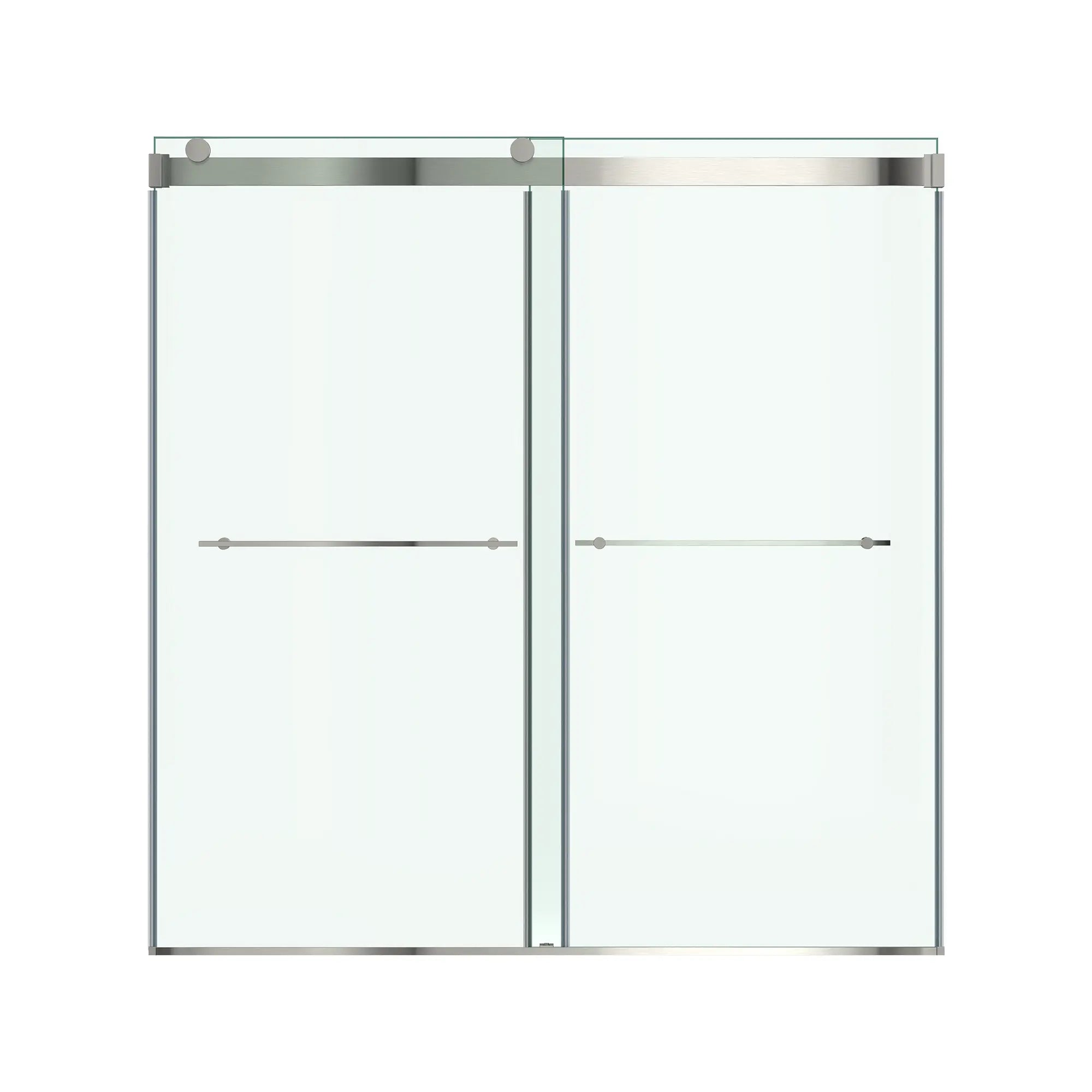 Aspirations 60 x 60-Inch Frameless Sliding Bathtub Door // 60 X 60 IN / BRUSHED NICKEL // 193142_Aspirations_SiloFront_AM00853400.295_0001_May2023_0_CDNwebp_8345f84a-2131-453f-ac3c-7b55dff3eca9.webp