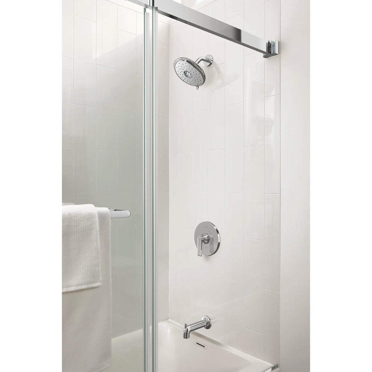 Aspirations 1.8 gpm/6.8 L/min Tub and Shower Trim Kit With Water-Saving Showerhead and Double Ceramic Pressure Balance Cartridge With Lever Handle // POLISHED CHROME // 233865_Aspirations_EnvironmentCloseUp_TU061508.002_AM00854400.213_2952BWT32.020_0001_Nov2023_CDNwebp.webp