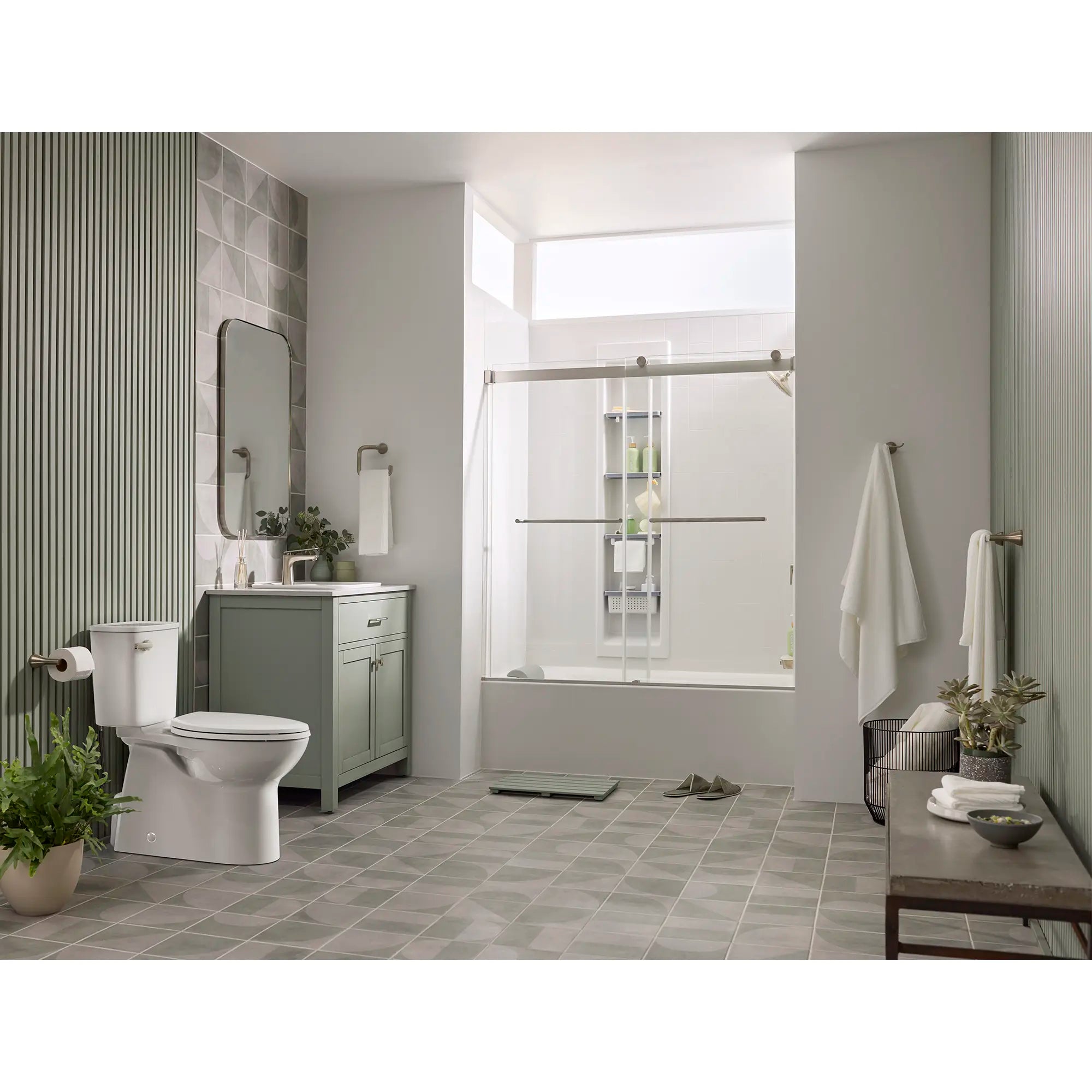 Aspirations Two-Piece Concealed 1.28 gpf/4.8 Lpf Chair Height Elongated Toilet With Seat // WHITE // 237593_Aspirations_EnvironmentFull_785AA801.020_0001_Jan2024_1_CDNwebp.webp
