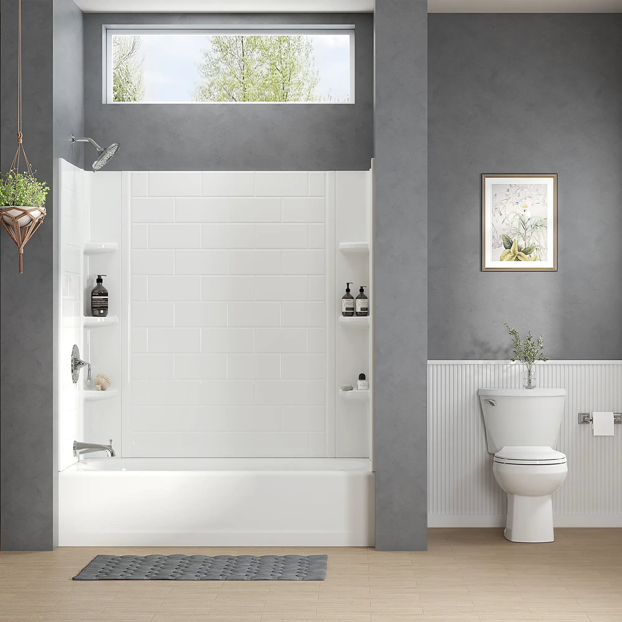 Princeton® PRO Steel 60 x 30-inch Above Floor Rough Integral Apron Bathtub with Left-Hand Outlet // LEFT / WHITE // 245261_SteelTub_EnvironmentFull_736DA001.020_3961BWT60.020_2398202.020_7455210.002_7455230.002_TU052508.002_0001_MAY2024_CDNwebp_87de32c3-b35e-4197-b8d0-88db3c2cfea1.webp