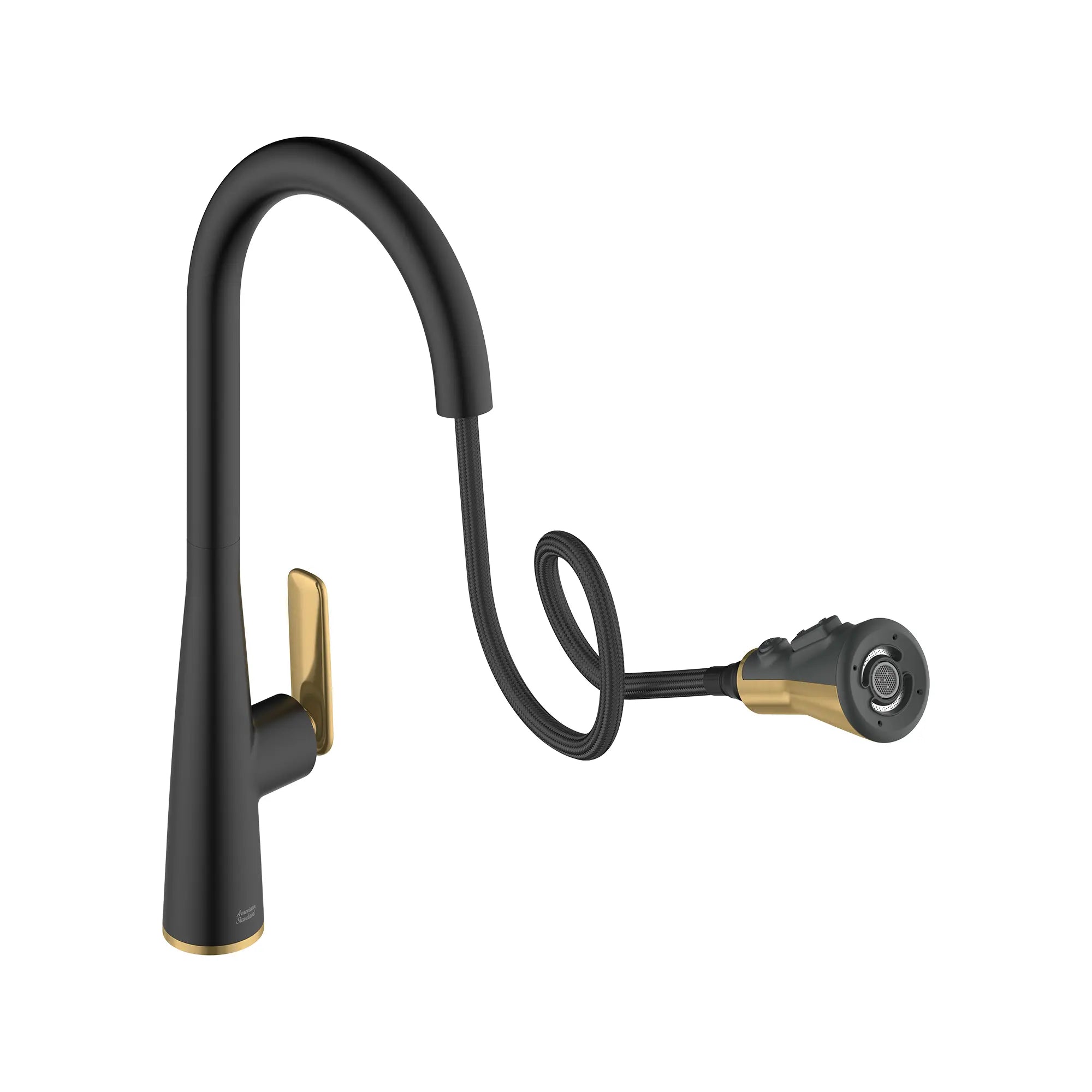 Aspirations Touchless Pull-Down Kitchen Faucet  // MATTE BLACK/BRUSH COOL SUNRISE // 247134_Aspirations_SiloRight_1048804240_0002_JUNE2024_CDNwebp.webp