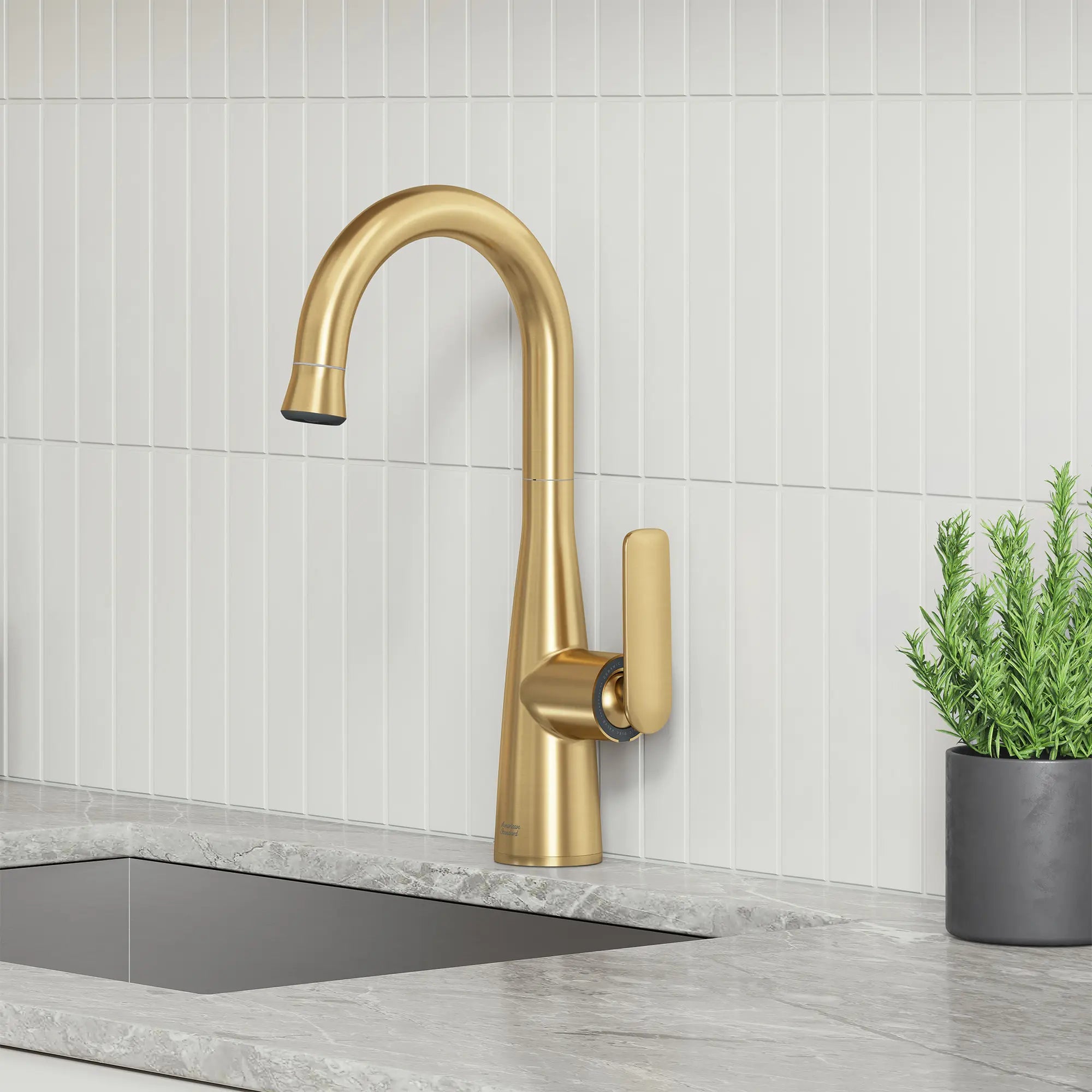 Aspirations Pull-Down Bar Faucet  // BRUSHED COOL SUNRISE // 263019_Aspirations_EnvironmentCloseUpl_104827GN00_0002_FEBURARY2025_0_CDNwebp_b3354db7-70e8-4773-958e-cdfd03435817.webp