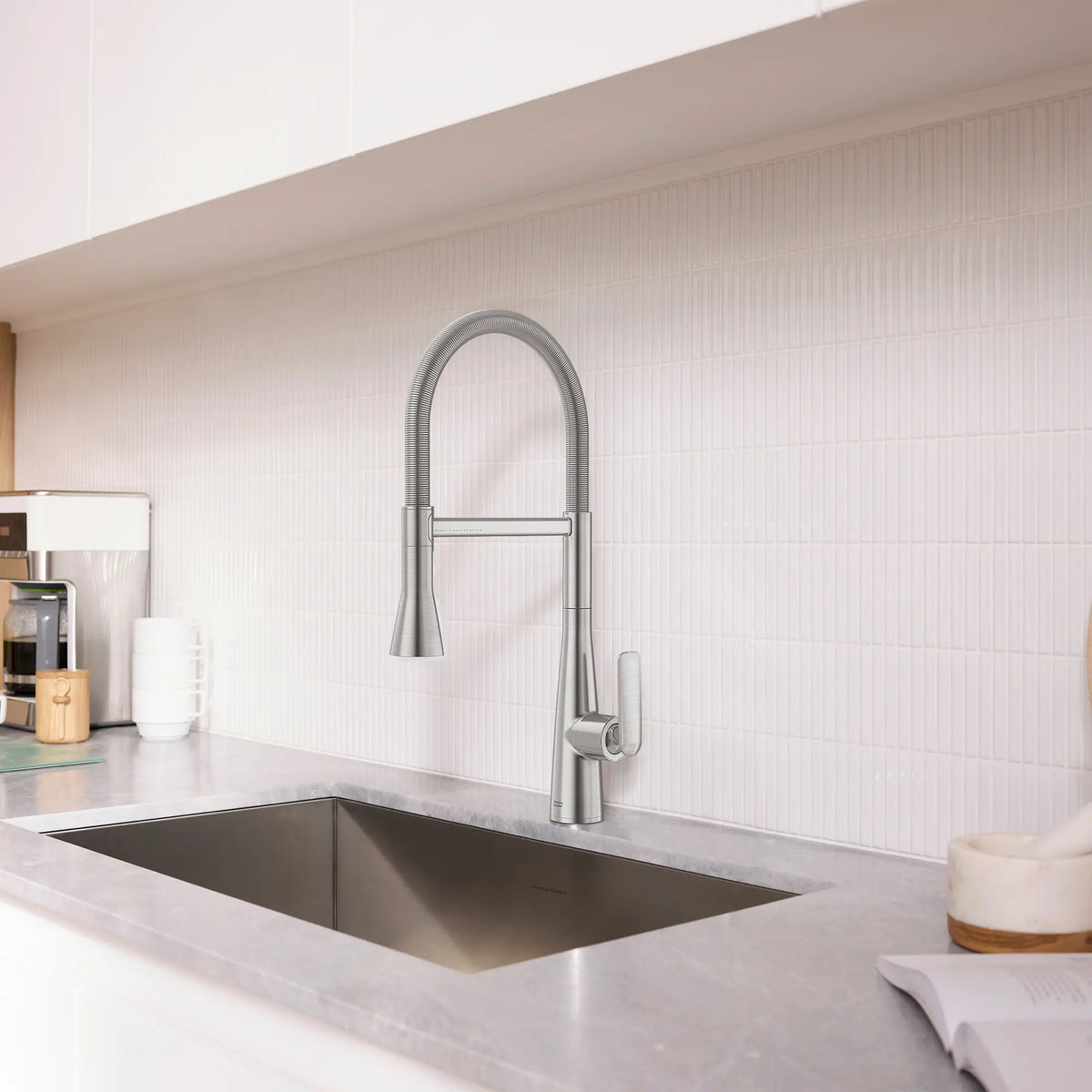 Aspirations Semi-Pro Kitchen Faucet  // STAINLESS STEEL // 263034_Aspirations_EnvironmentCloseUp_104882DC00_0002_May2025_0_CDNwebp_2c02c361-e7f0-441b-95c5-3d133a6c3fe7.webp