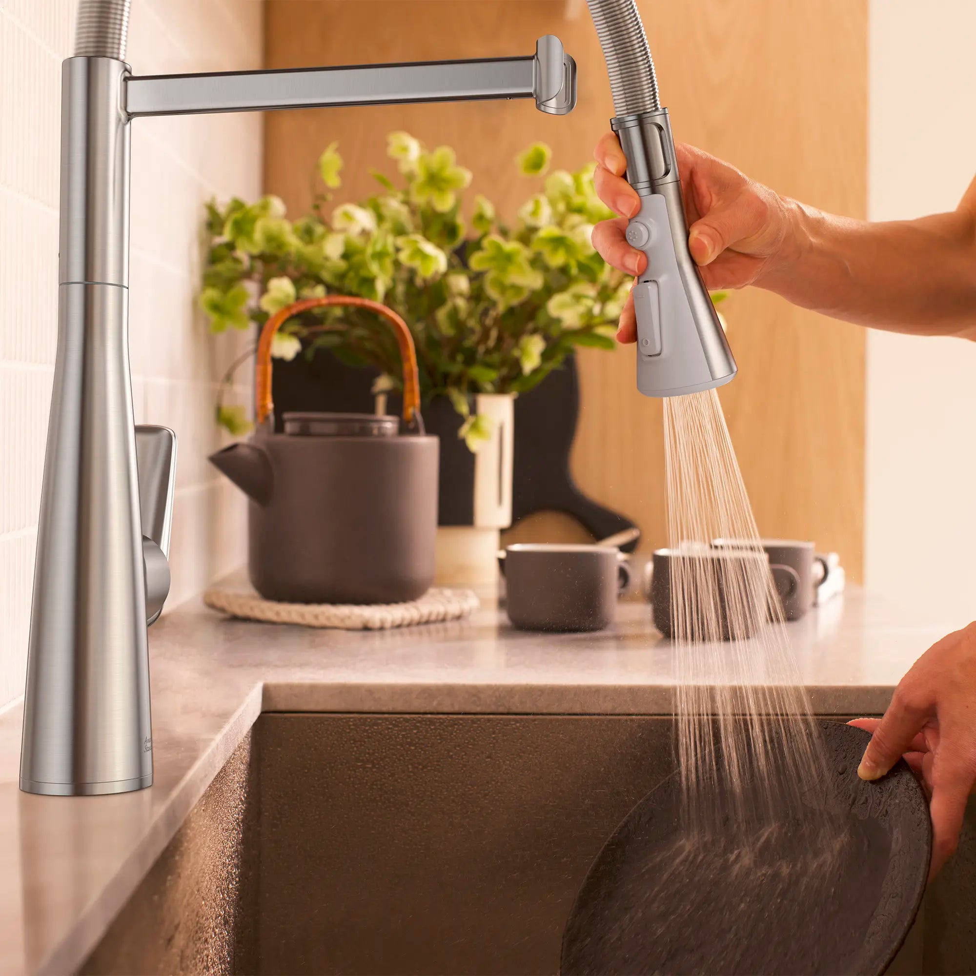 Aspirations Semi-Pro Kitchen Faucet  // STAINLESS STEEL // 263727_Aspirations_EnvironmentCloseUp_104882DC00_0003_MAY2025_0_CDNwebp_fae972ec-9885-4ca7-94ed-2614f899167e.webp