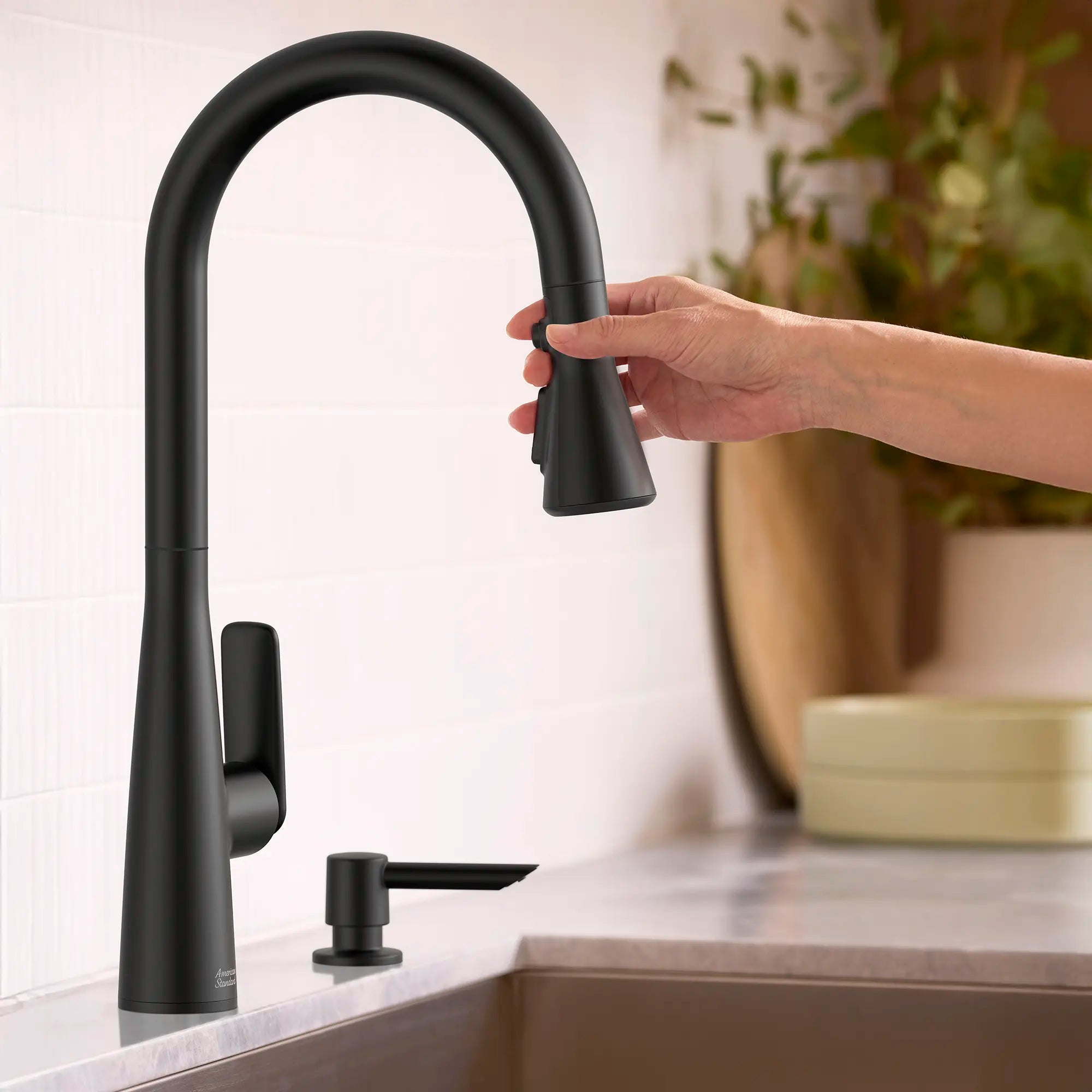 Aspirations Pull-Down Kitchen Faucet  // MATTE BLACK // 263731_Aspirations_EnvironmentCloseUp_1048812430_0001_APRIL2025_0_CDNwebp.webp