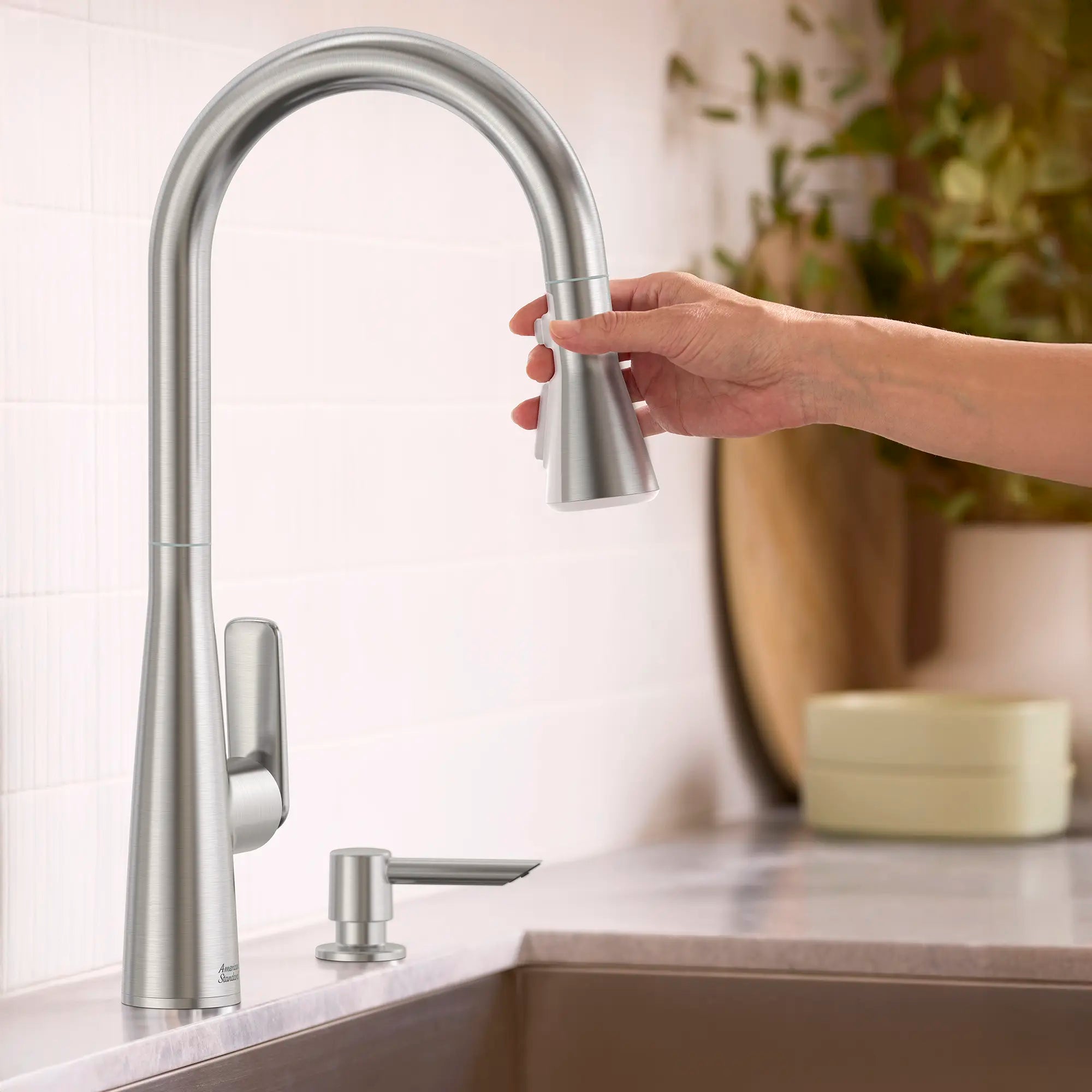 Aspirations Pull-Down Kitchen Faucet  // STAINLESS STEEL // 263732_Aspirations_EnvironmentCloseUp_104881DC00_0001_APRIL2025_0_CDNwebp.webp