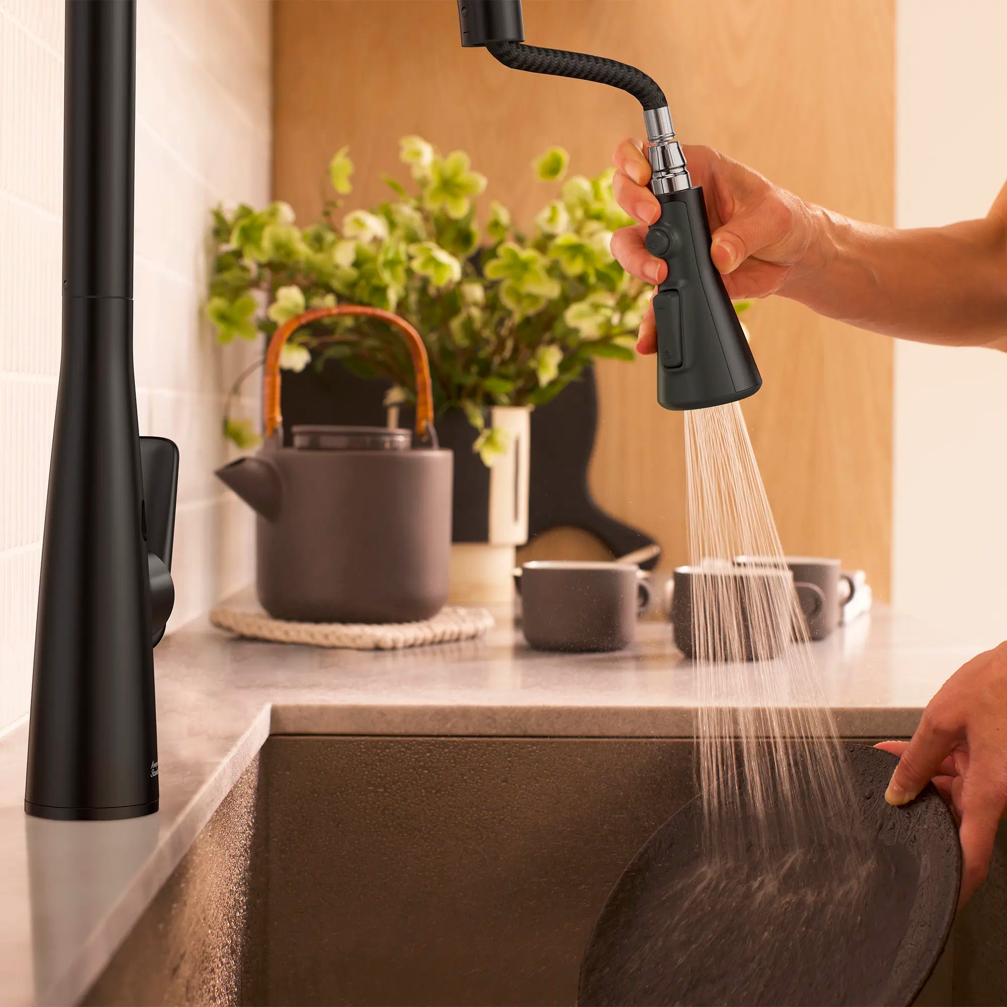Aspirations Touchless Pull-Down Kitchen Faucet  // MATTE BLACK // 263737_Aspirations_EnvironmentCloseUp_1048802430_0003_MAY2025_0_CDNwebp_301b070b-cd68-4e7c-99aa-12ada5d4ceeb.webp