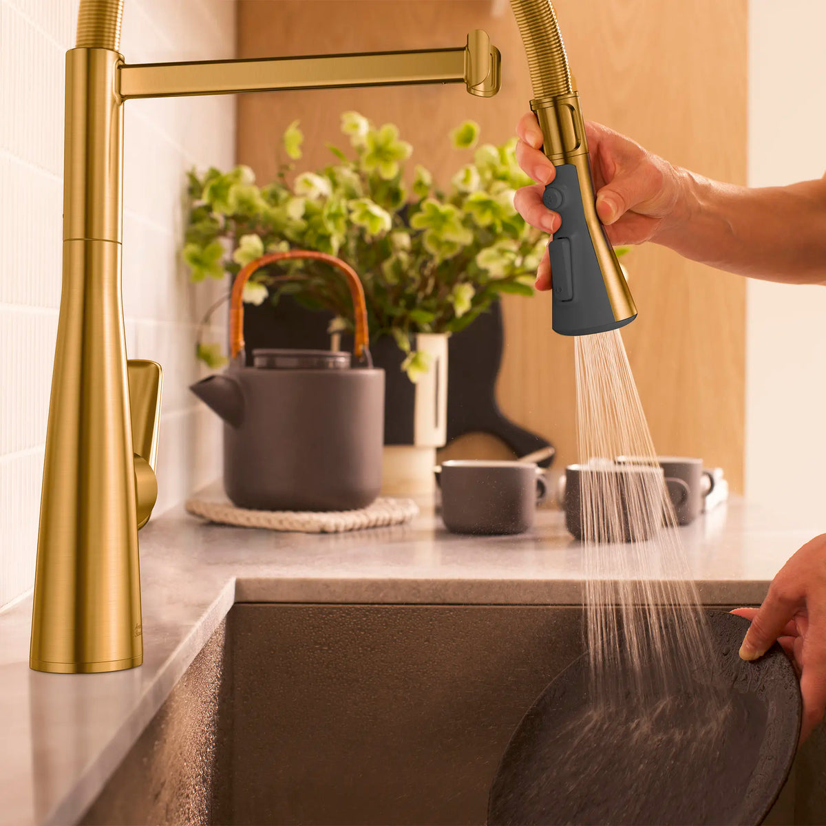 Aspirations Semi-Pro Kitchen Faucet  // BRUSHED COOL SUNRISE // 263787_Aspirations_EnvironmentCloseUp_104882GN00_0003_MAY2025_0_CDNwebp_e2e265fa-e19a-4d94-9763-af0a675efe50.webp