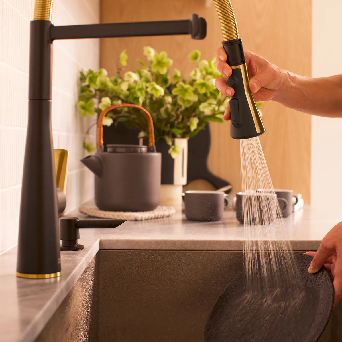 Aspirations Semi-Pro Kitchen Faucet  // BRUSHED COOL SUNRISE // 263789_Aspirations_Lifestyle_104882GN00_0001_April2025_0_CDNwebp_5d166042-2142-473a-bed7-9438dcad01a1.webp