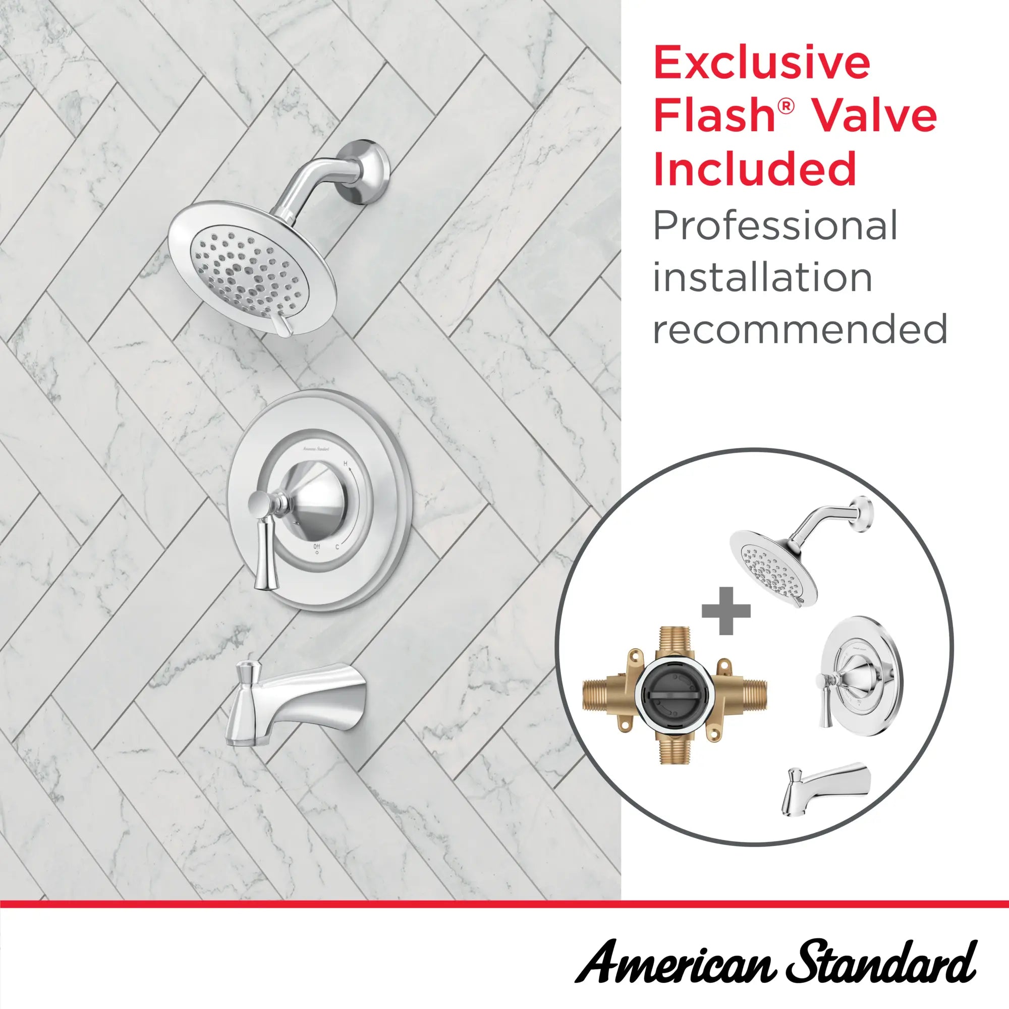 Chancellor 1.8 GPM Tub and Shower Trim Kit with Ceramic Disc Valve Cartridge and Lever Handle // POLISHED CHROME // 265876_Chancellor_Infographic_7022502_0001_JUL2025_0_CDNwebp.webp