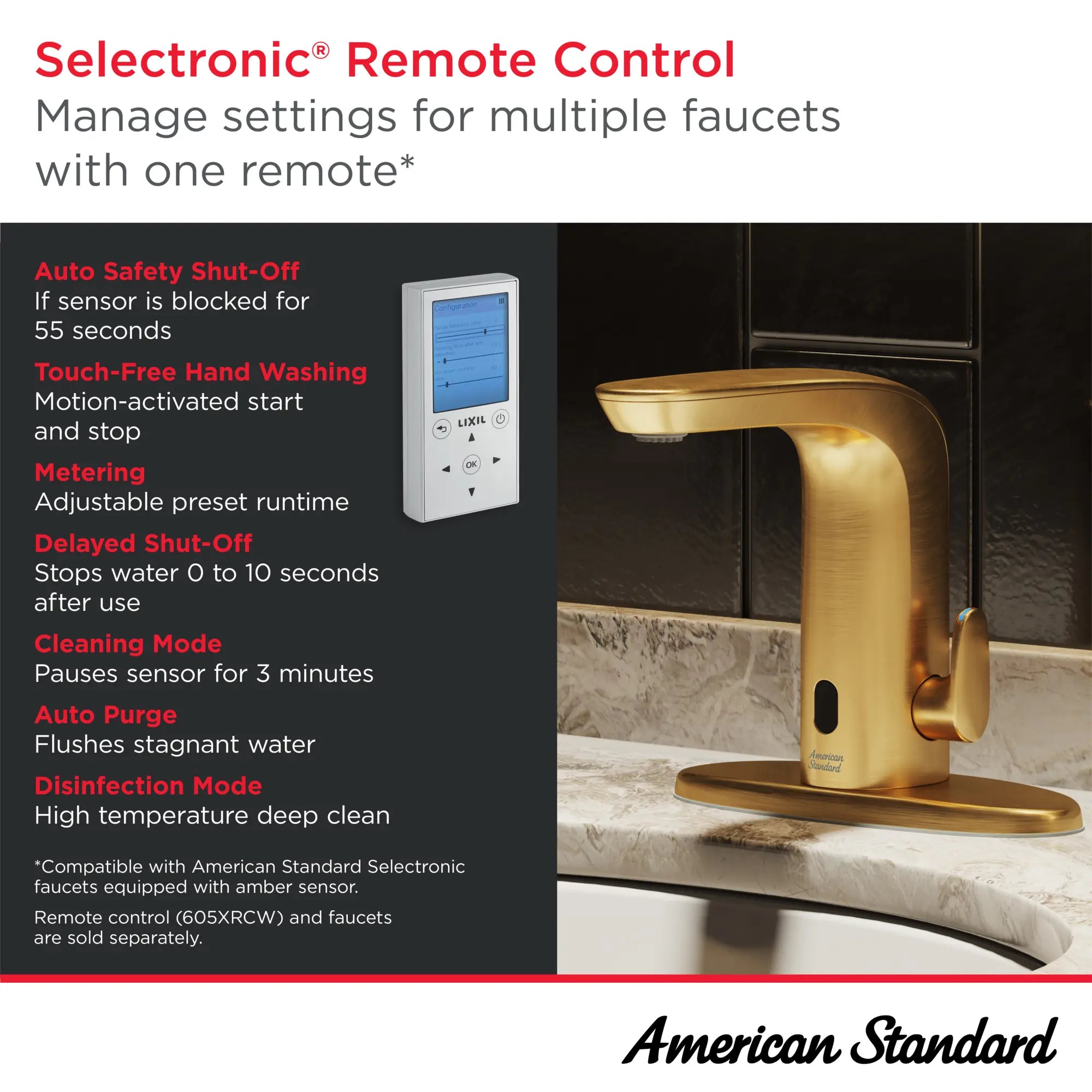 NextGen Selectronic® Touchless Faucet, Base Model With Above-Deck Mixing, 0.5 gpm/1.9 Lpm // BRUSHED NICKEL // 287257_NextGen_Remote_Infographic_0001_MAY2026_0_CDNwebp.webp