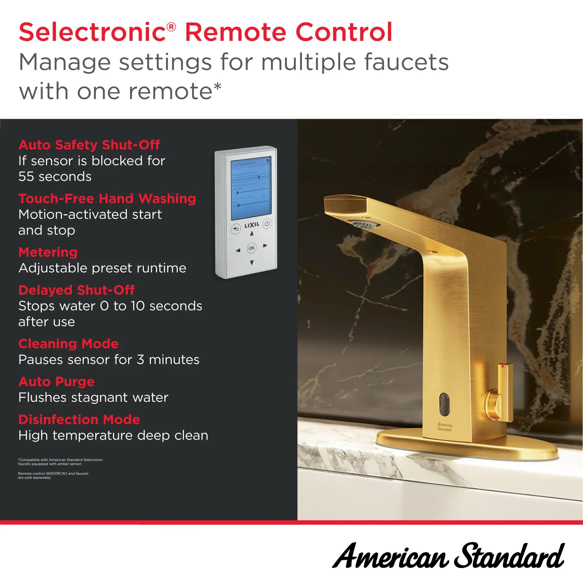 Paradigm® Selectronic® Touchless Faucet, Battery-Powered With SmarTherm Safety Shut-Off + ADM, 0.5 gpm/1.9 Lpm // POLISHED CHROME // 287258_Paradigm_Remote_Infographic_0001_MAY2026_0_CDNwebp.webp