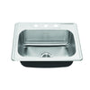[20SB.8252283S.075] Colony® 25 x 22-Inch Stainless Steel 3-Hole Topmount Single-Bowl Kitchen Sink - Stainless Steel