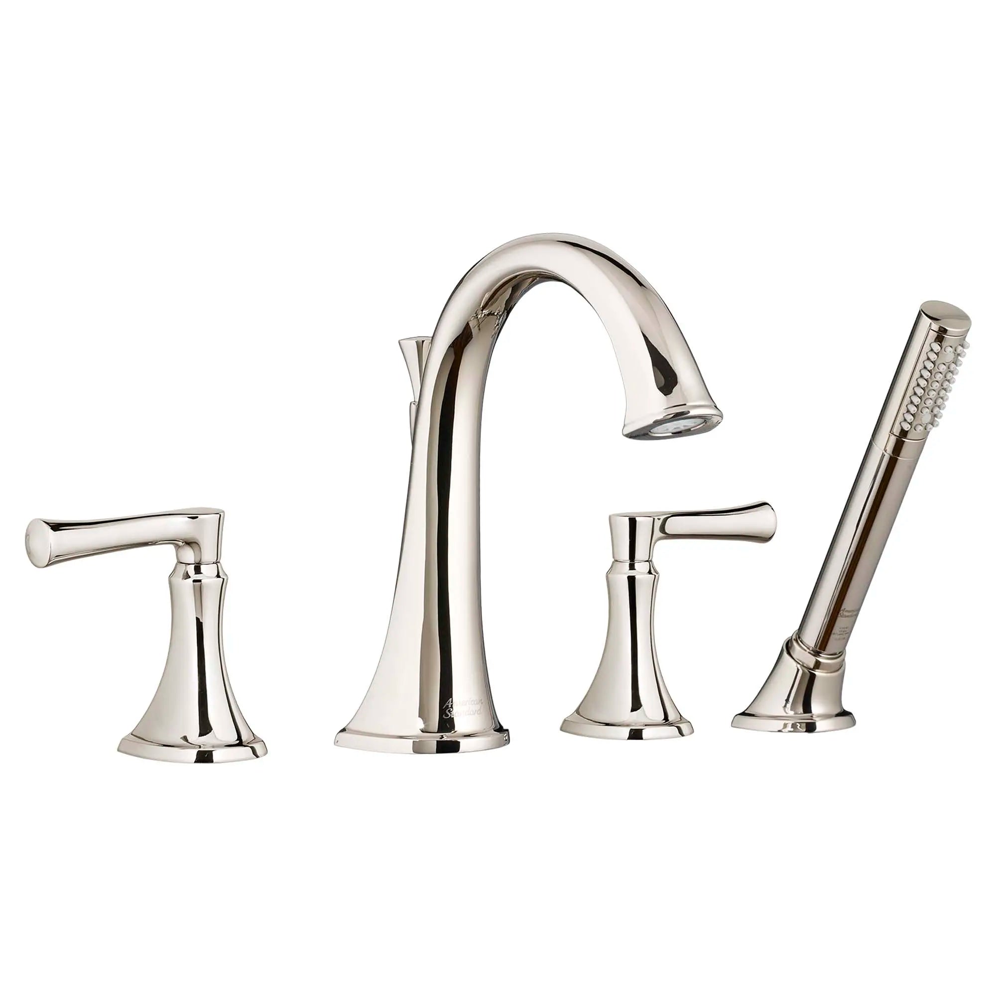 Estate Deck-Mount Bathtub Faucet with Personal Shower for Flash Rough-in Valve with Lever Handle // POLISHED NICKEL // 31976_7722901013_0_CDNwebp.webp