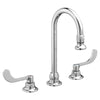 [6540171.002] Monterrey® 8-Inch Widespread Gooseneck Faucet With Wrist Blade Handles 1.5 gpm/5.7 Lpm Rose Spray - Polished Chrome