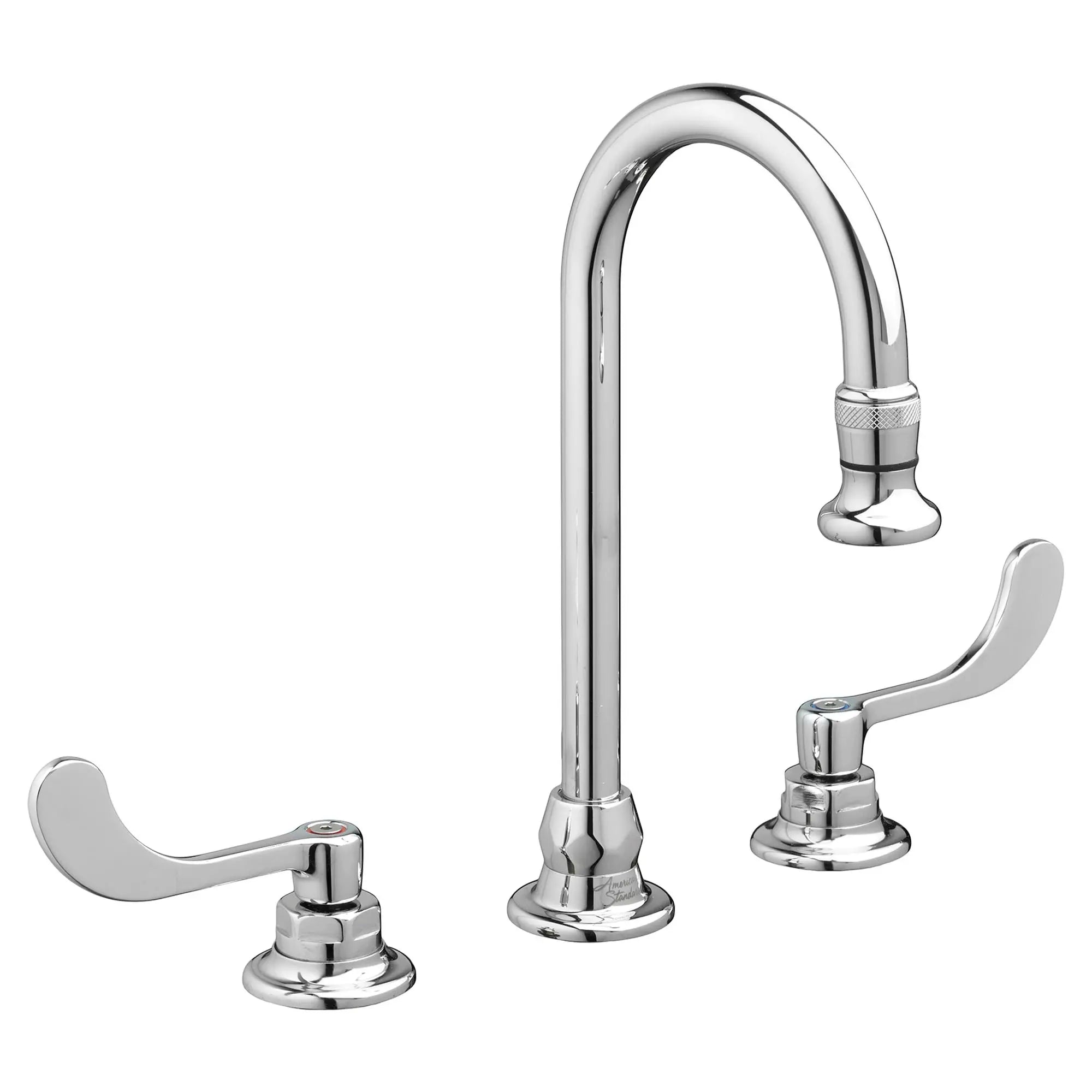 Monterrey® 8-Inch Widespread Gooseneck Faucet With Wrist Blade Handles 1.5 gpm/5.7 Lpm Rose Spray // POLISHED CHROME // 35211_P_6540171002_0_CDNwebp.webp