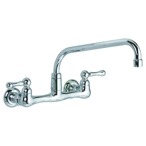 Heritage® Wall Mount Faucet With 8-Inch Tubular Brass Swivel Spout With Lever Handles