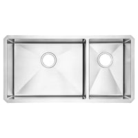 [18CR.9351800.075] Pekoe® 35 x 18-Inch Stainless Steel Undermount Double-Bowl Kitchen Sink - Stainless Steel