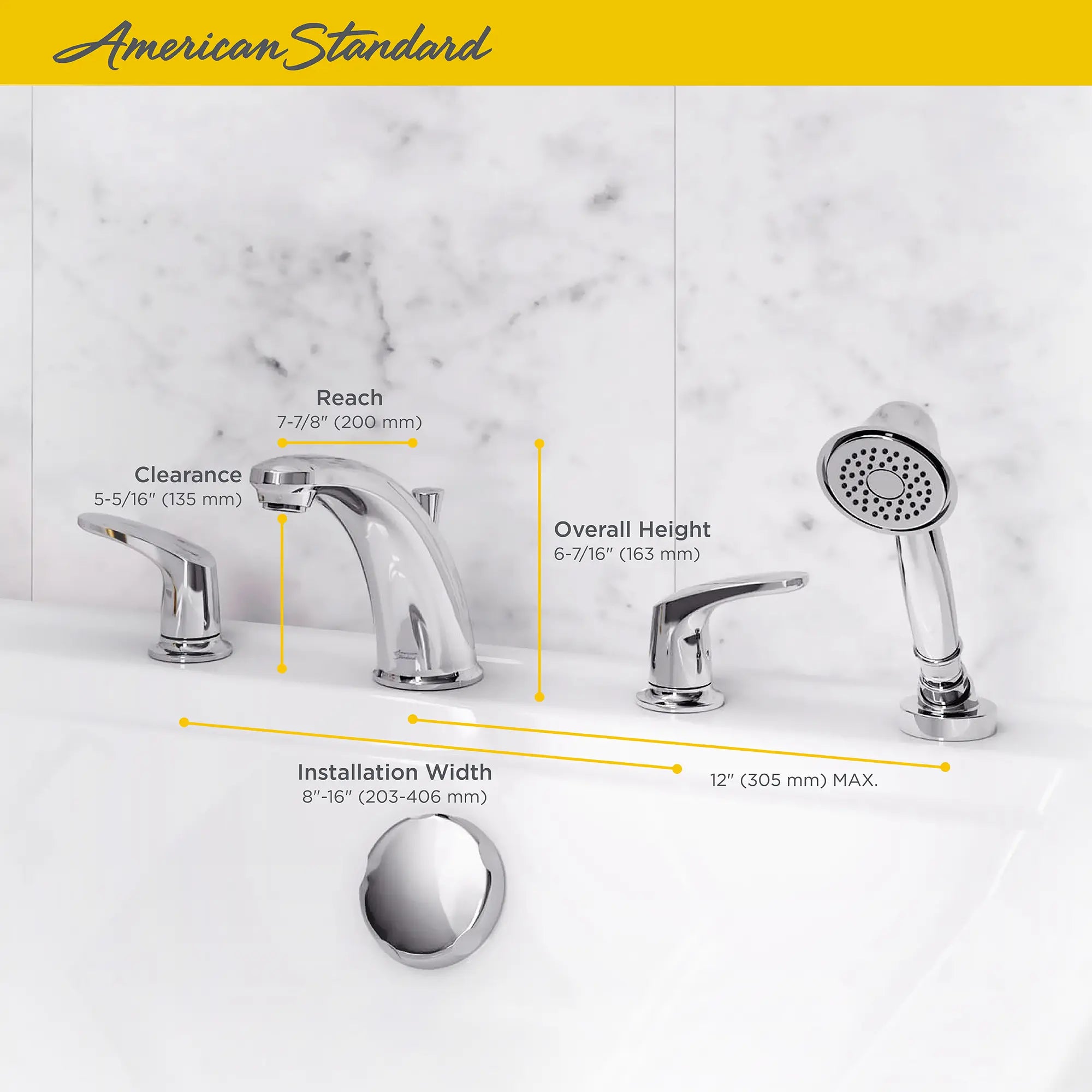 Colony® PRO Bathtub Faucet Trim With Lever Handles and Personal Shower for Flash® Rough-In Valve // POLISHED CHROME // 67254_2018_AS_Colony_PRO_Bath_Faucet_T075921_Infographic_0_CDNwebp.webp