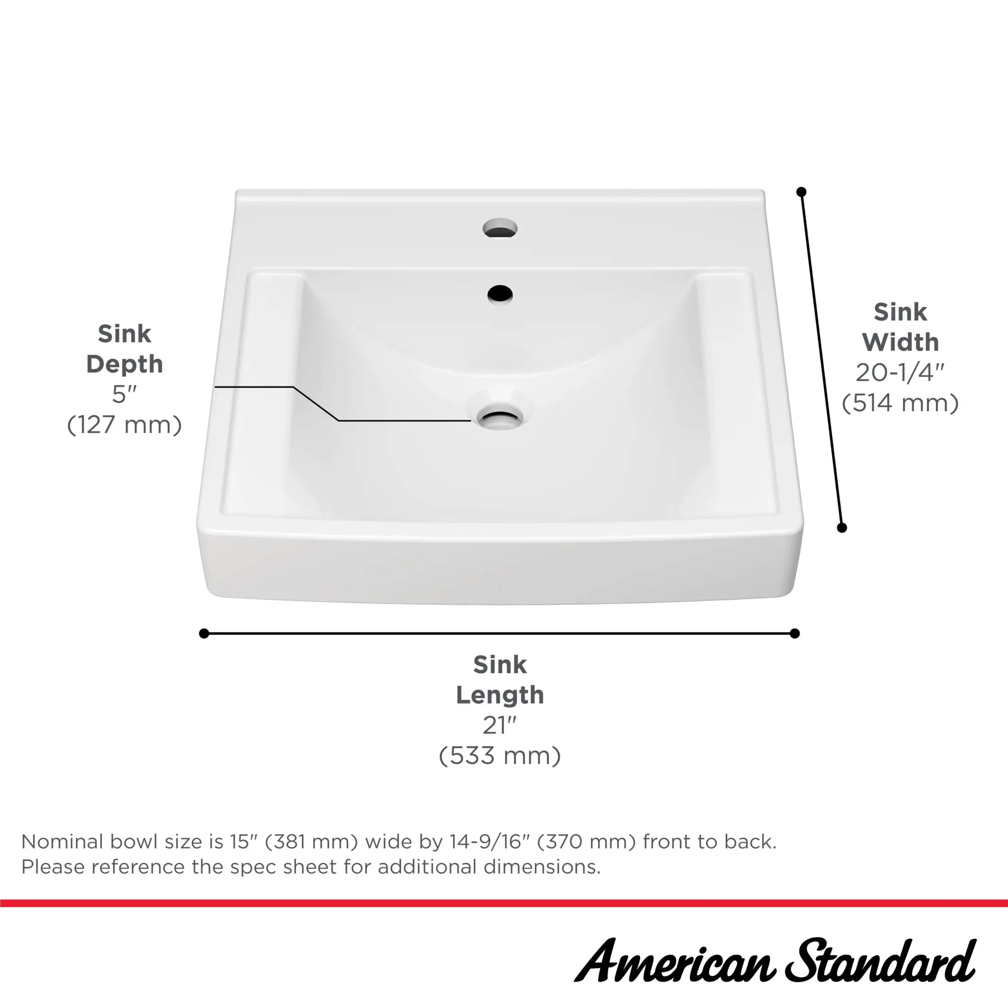 Decorum® 21 x 20-1/4-Inch (533 x 514 mm) Wall-Hung EverClean® Sink With Center Hole Only // WHITE // 67361_Decorum_Infographic_9134001EC_0001_SEPT2025_1_CDNwebp.webp