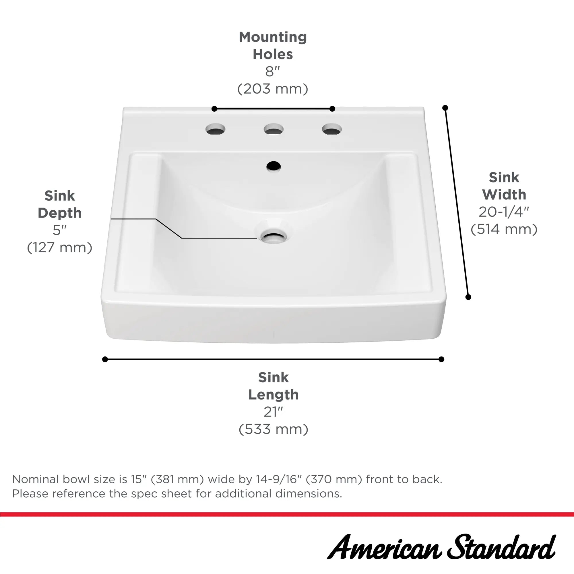Decorum® 21 x 20-1/4-Inch (533 x 514 mm) Wall-Hung EverClean® Sink With 8-Inch Widespread // WHITE // 67366_Decorum_Infographic_9134008EC_0001_SEPT2025_1_CDNwebp.webp