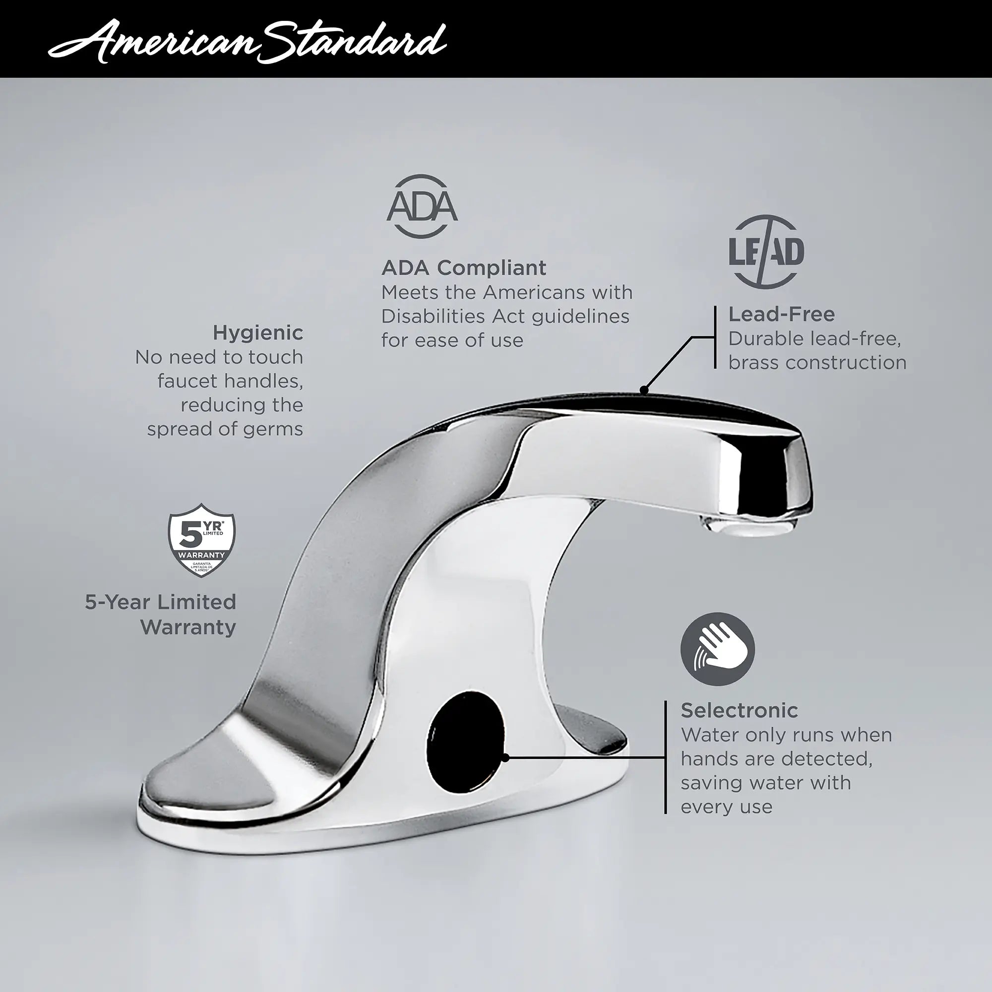 Innsbrook® Selectronic® Touchless Faucet, Battery-Powered, 0.5 gpm/1.9 Lpm // POLISHED CHROME // 67684_2019_AS_Innsbrook_Bath_Faucet_6055205_Info_1_0_CDNwebp.webp