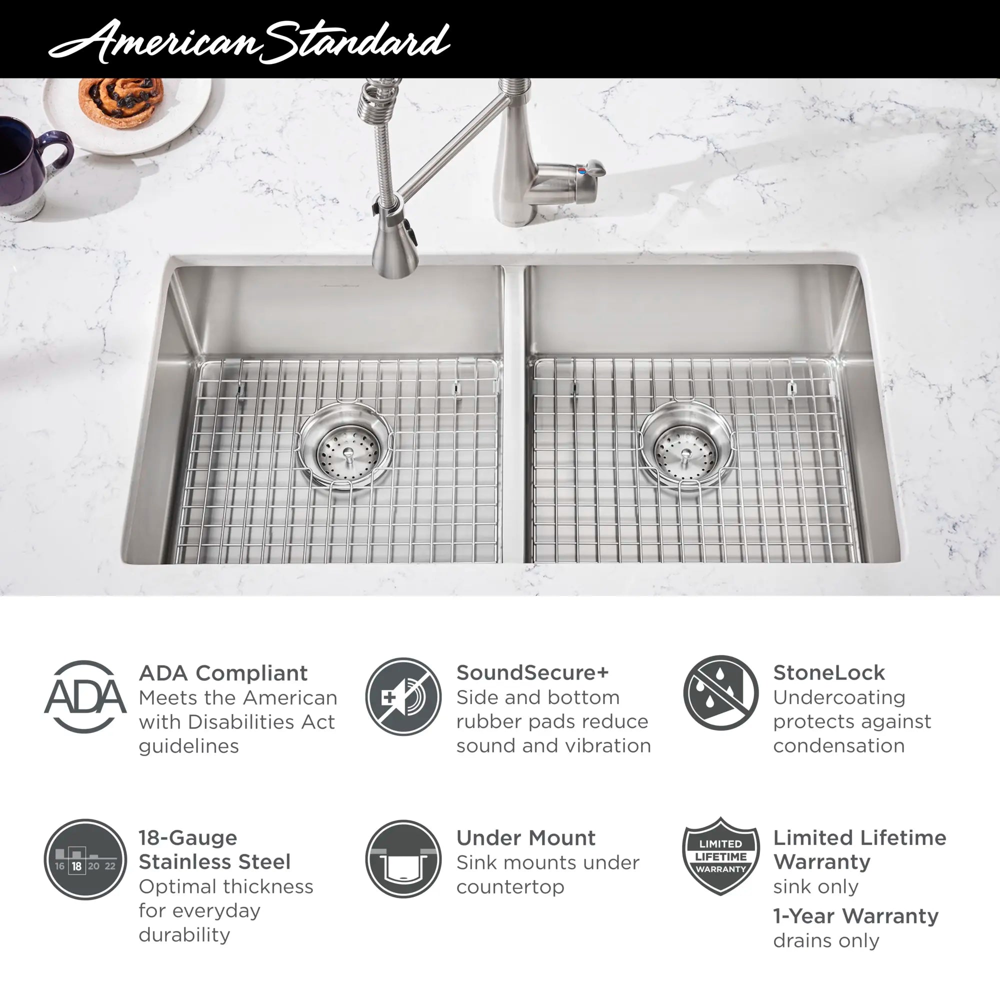 Pekoe® 29 x 18-Inch Stainless Steel Undermount Double Bowl ADA Kitchen Sink // STAINLESS STEEL // 67705_AS_Pekoe_Info_18DB6291800075_1_0_CDNwebp.webp