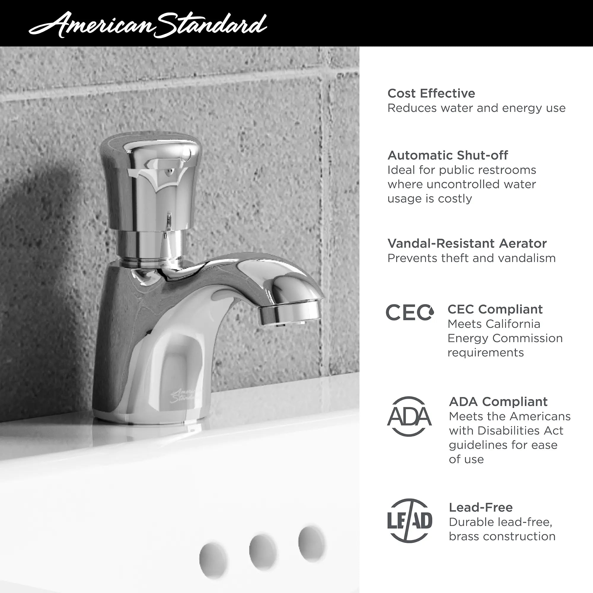 Metering Pillar Tap Faucet With Extended Spout 1.0 gpm/3.8 Lpf // POLISHED CHROME // 67714_AS_Pillar_Tap_Metering_Faucet_1340109_Info_1_0_CDNwebp.webp