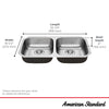 [18DB6311800S.075] Portsmouth® 32 x 18-Inch Stainless Steel Undermount Double-Bowl ADA Kitchen Sink - Stainless Steel