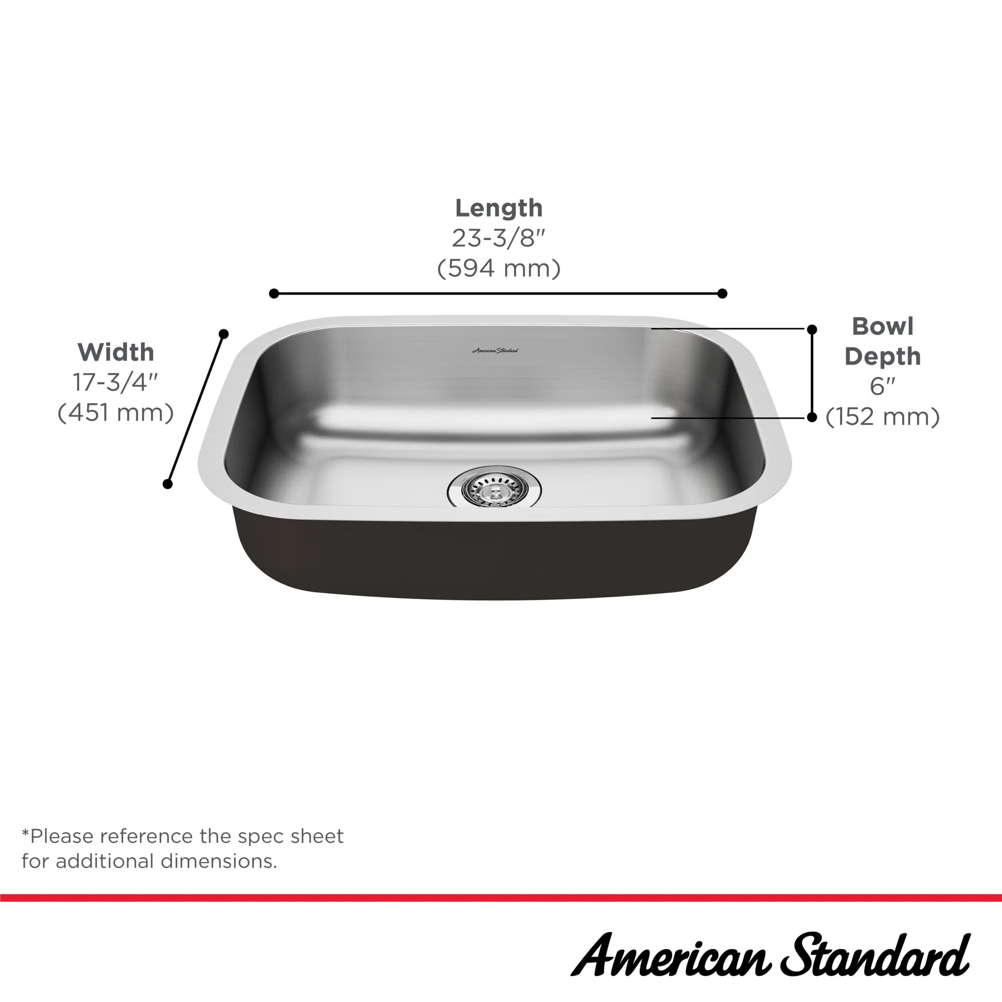 Portsmouth® 23 x 18-Inch Stainless Steel Undermount Single-Bowl ADA Kitchen Sink // STAINLESS STEEL // 67722_Portsmouth_Infographic_18SB6231800S_0001_SEPT2025_2_CDNwebp.webp