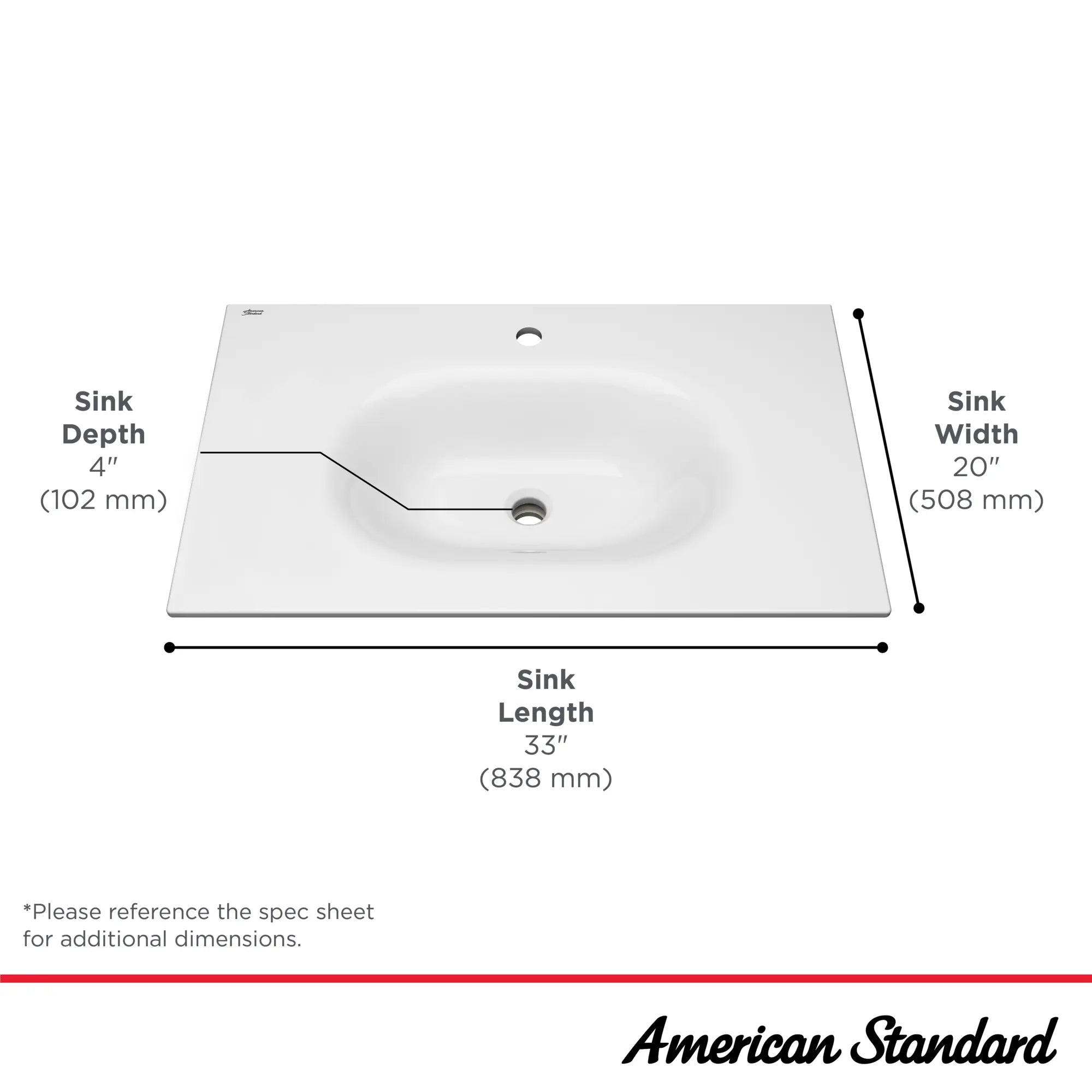 Studio® S 33-Inch Vitreous China Vanity Sink Top Center Hole Only // 33 IN / SINGLE HOLE / WHITE // 68029_StudioS_Infographic_1298001_0001_SEPT2025_1_CDNwebp.webp