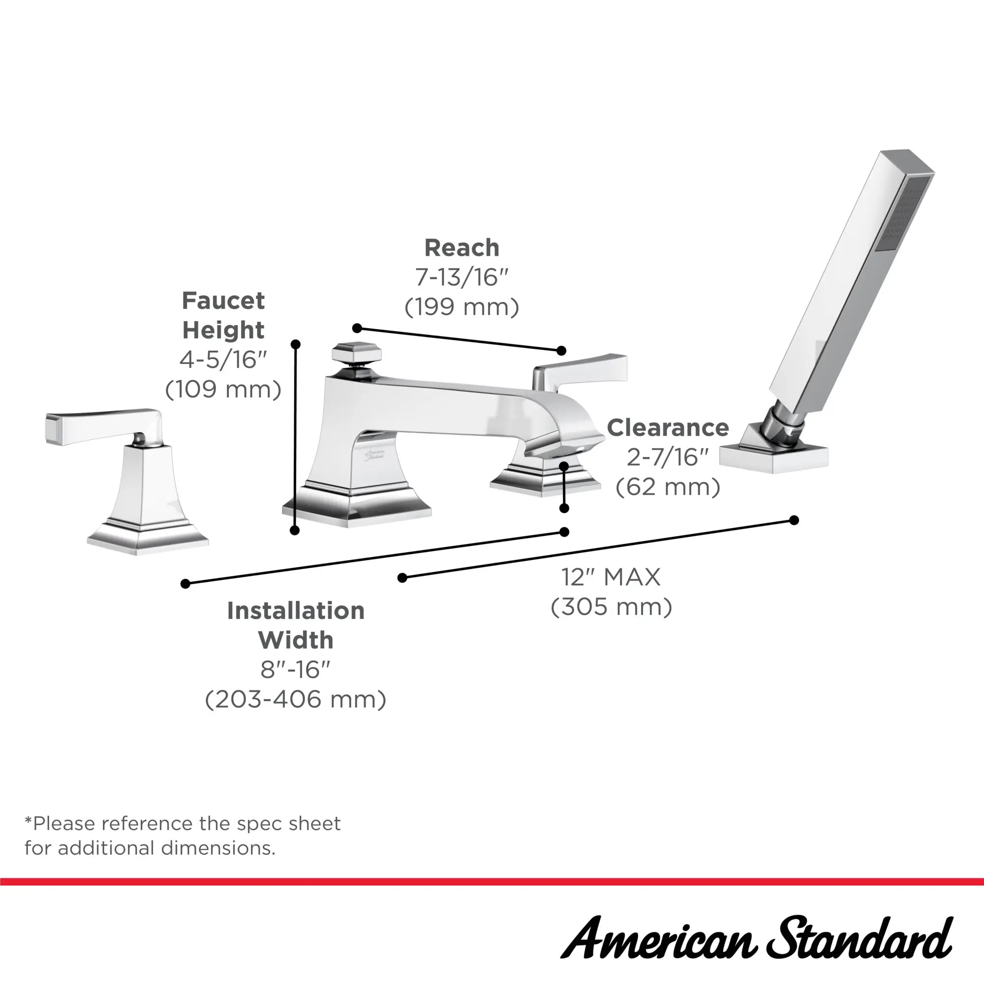 Town Square® S Bathub Faucet With Lever Handles and Personal Shower for Flash® Rough-in Valve // POLISHED CHROME // 68094_Town_Square_S_Infographic_T455901_0001_SEP2025_1_CDNwebp_e00d9649-a995-4231-93fc-47a0141dc47b.webp