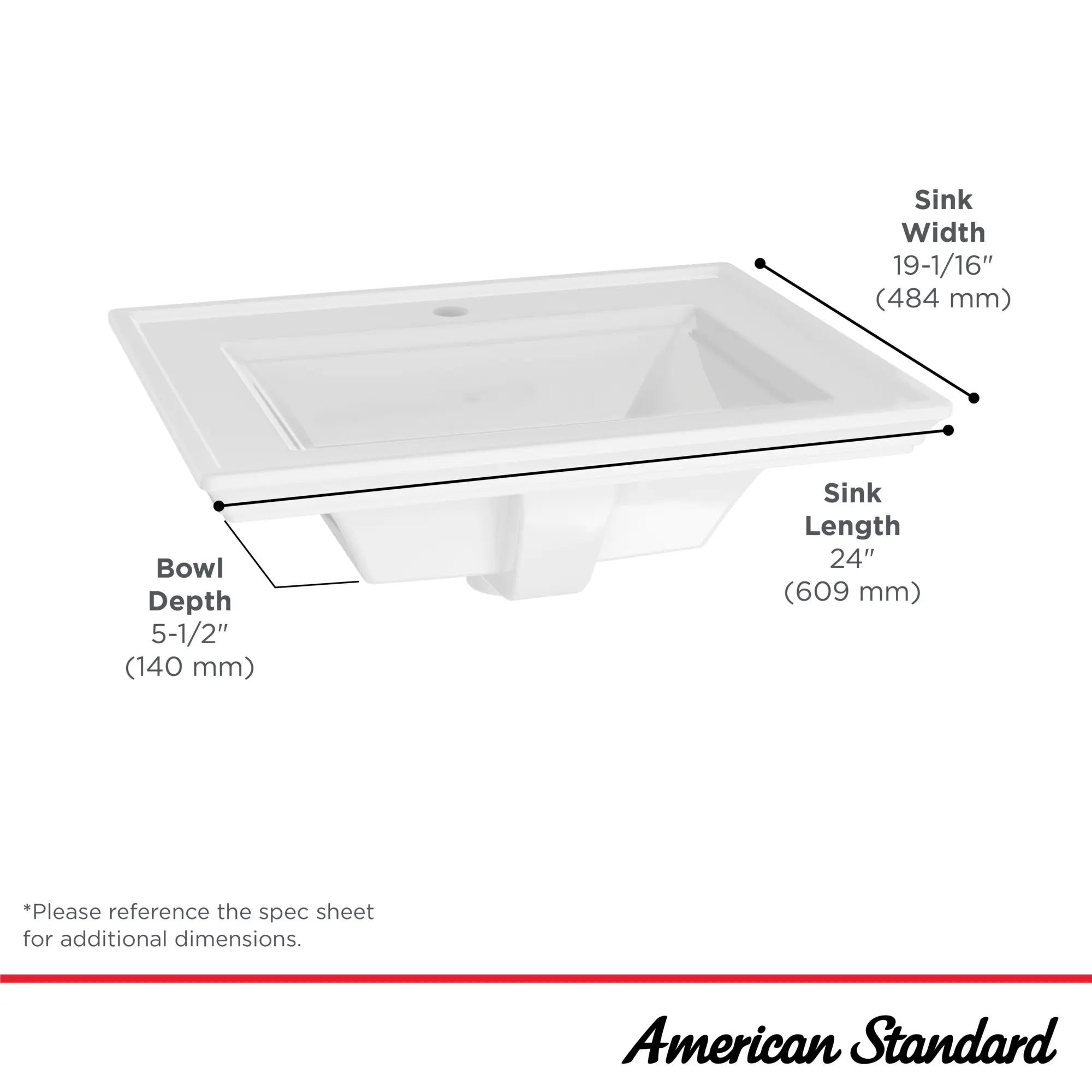 Town Square® S Drop-In Sink With Center Hole Only // SINGLE HOLE / WHITE // 68121_TownSquareS_Infographic_1203001_0001_SEPT2025_1_CDNwebp.webp