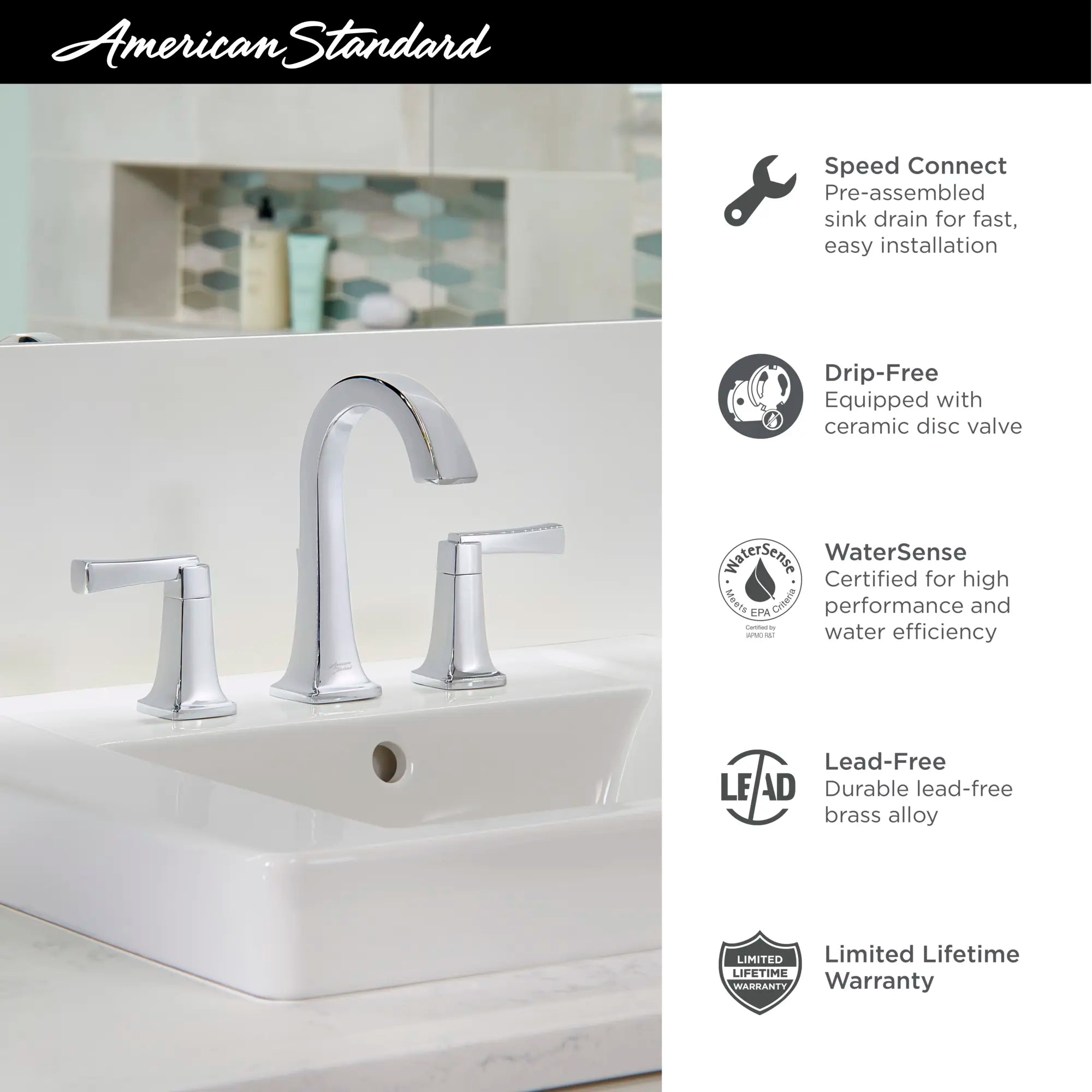 Townsend® 8-Inch Widespread 2-Handle Bathroom Faucet 1.2 gpm/4.5 L/min With Lever Handles // POLISHED NICKEL // 68182_2019_AS_Townsend_Faucets_Infographics_F5_0_CDNwebp.webp