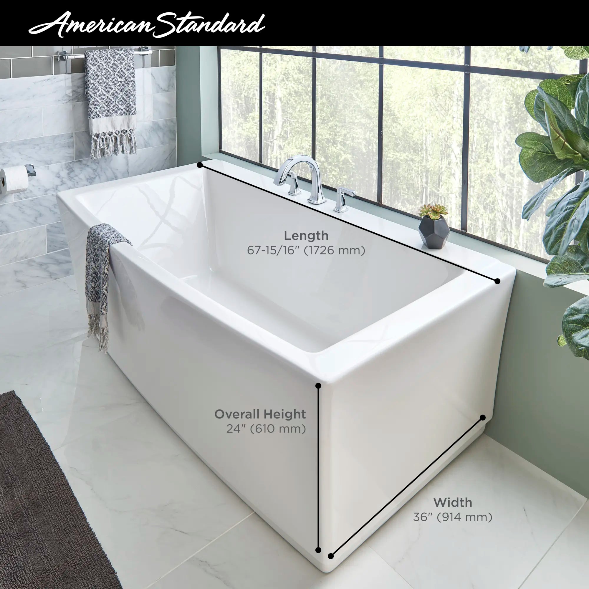 Townsend® 68 x 36-Inch Freestanding Bathtub Center Drain With Integrated Overflow // WHITE // 68197_2019_AS_Townsend_FST_Infographic_F1-3_0_CDNwebp.webp