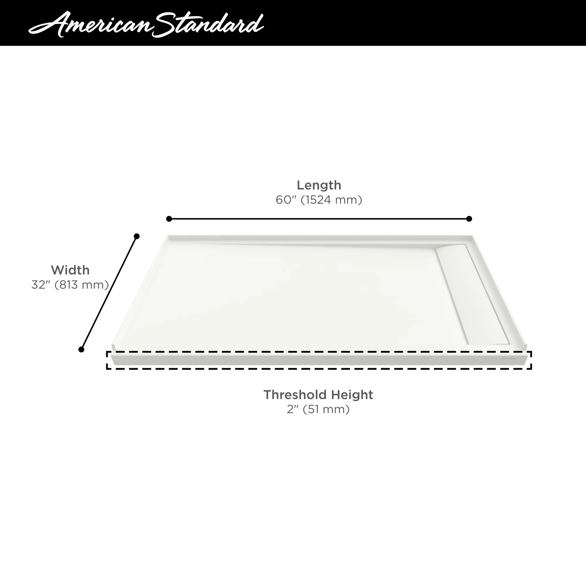 Townsend 60 x 32-Inch Single Threshold Shower Base With Right-Hand Outlet // 60 X 32 IN / RIGHT / SOFT WHITE // 68217_2019_AS_Townsend_Shower_Bases_Infographics_F1-7_0_CDNwebp.webp